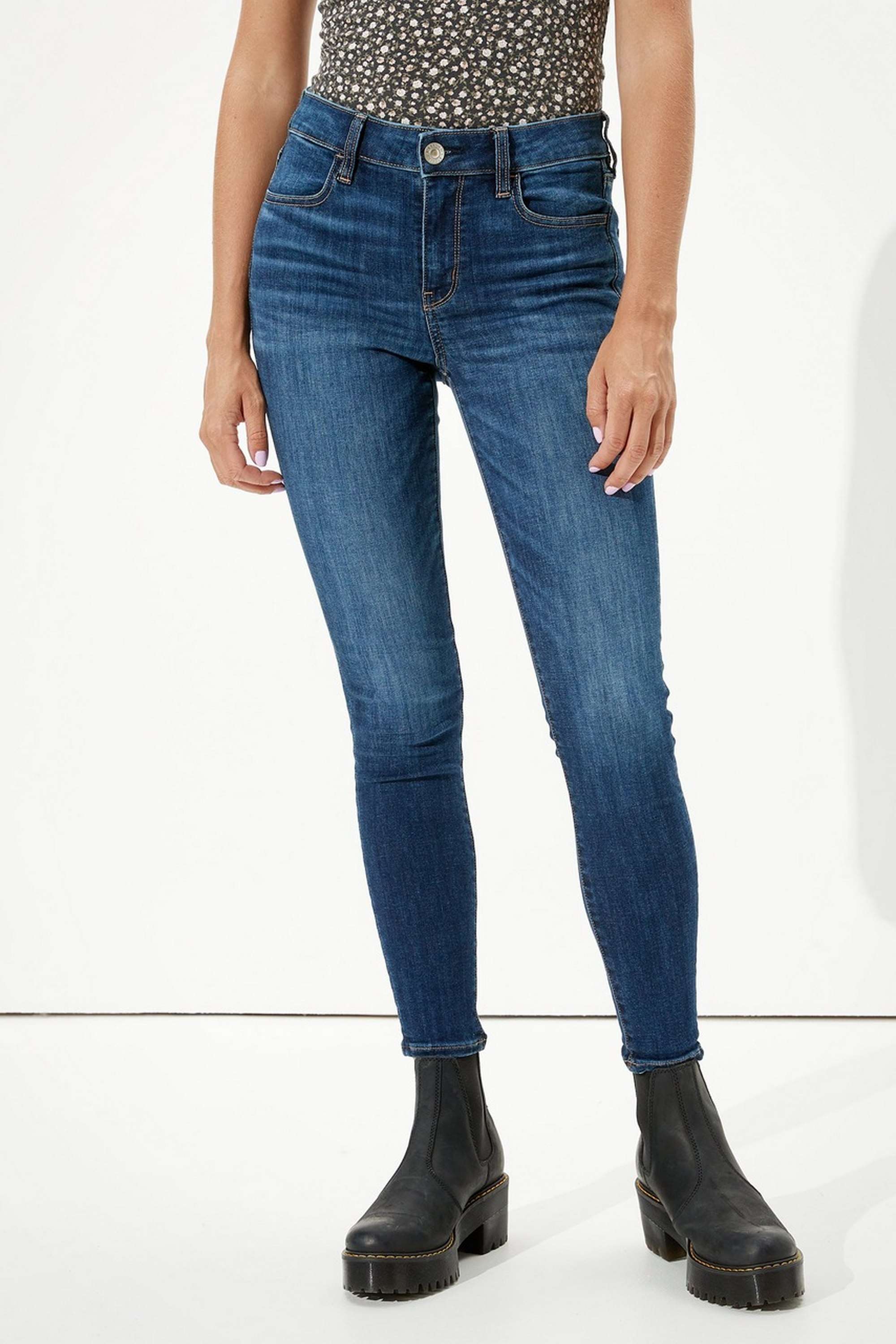 High-Rise-Blended-Fabric-Slim-Fit-Women-s-Jeans
