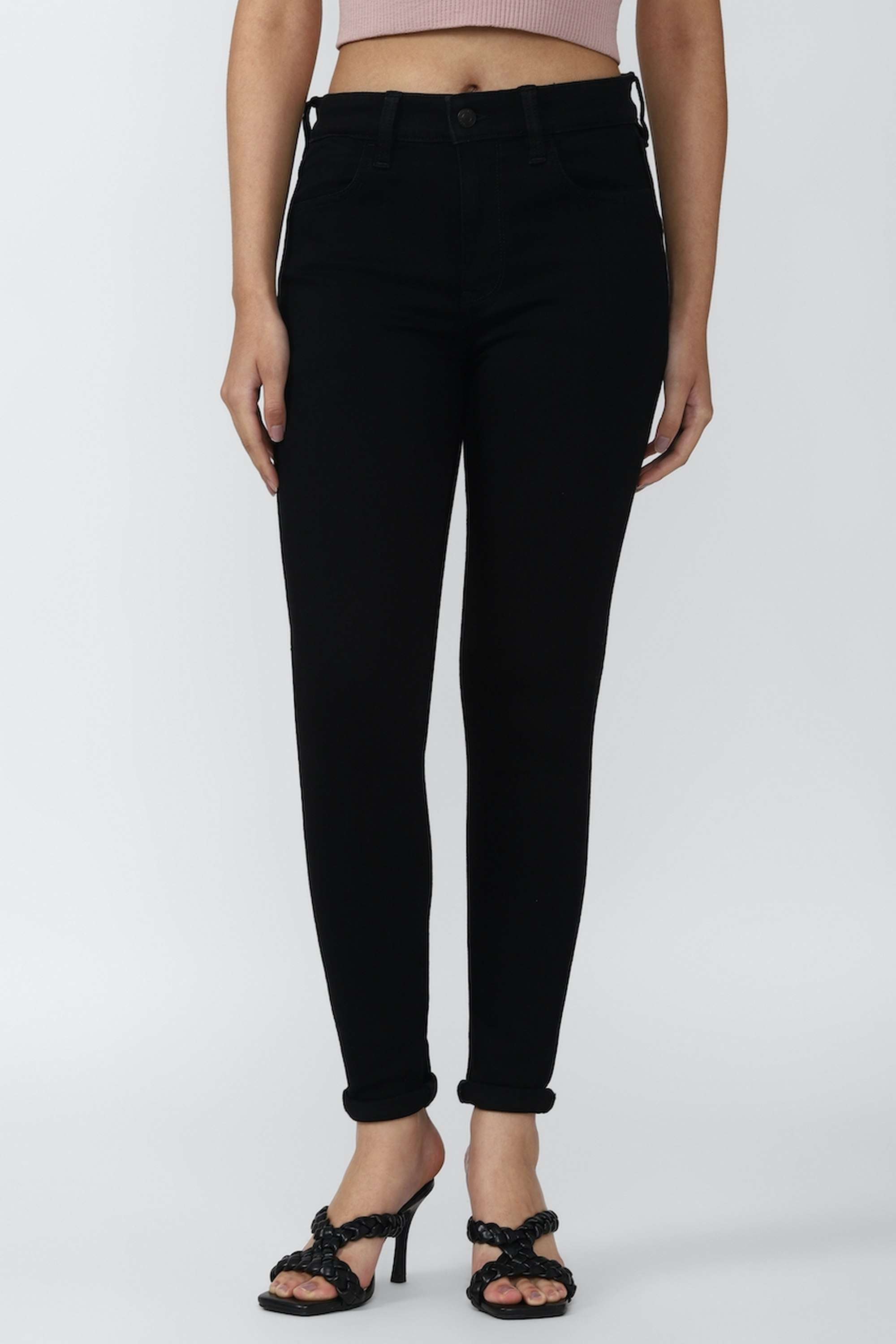 High-Rise-Blended-Fabric-Slim-Fit-Women-s-Jeans