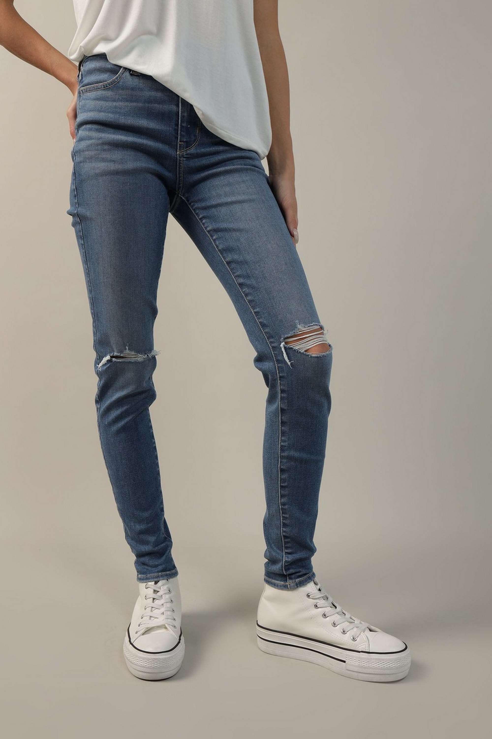 High-Rise-Blended-Fabric-Slim-Fit-Women-s-Jeans