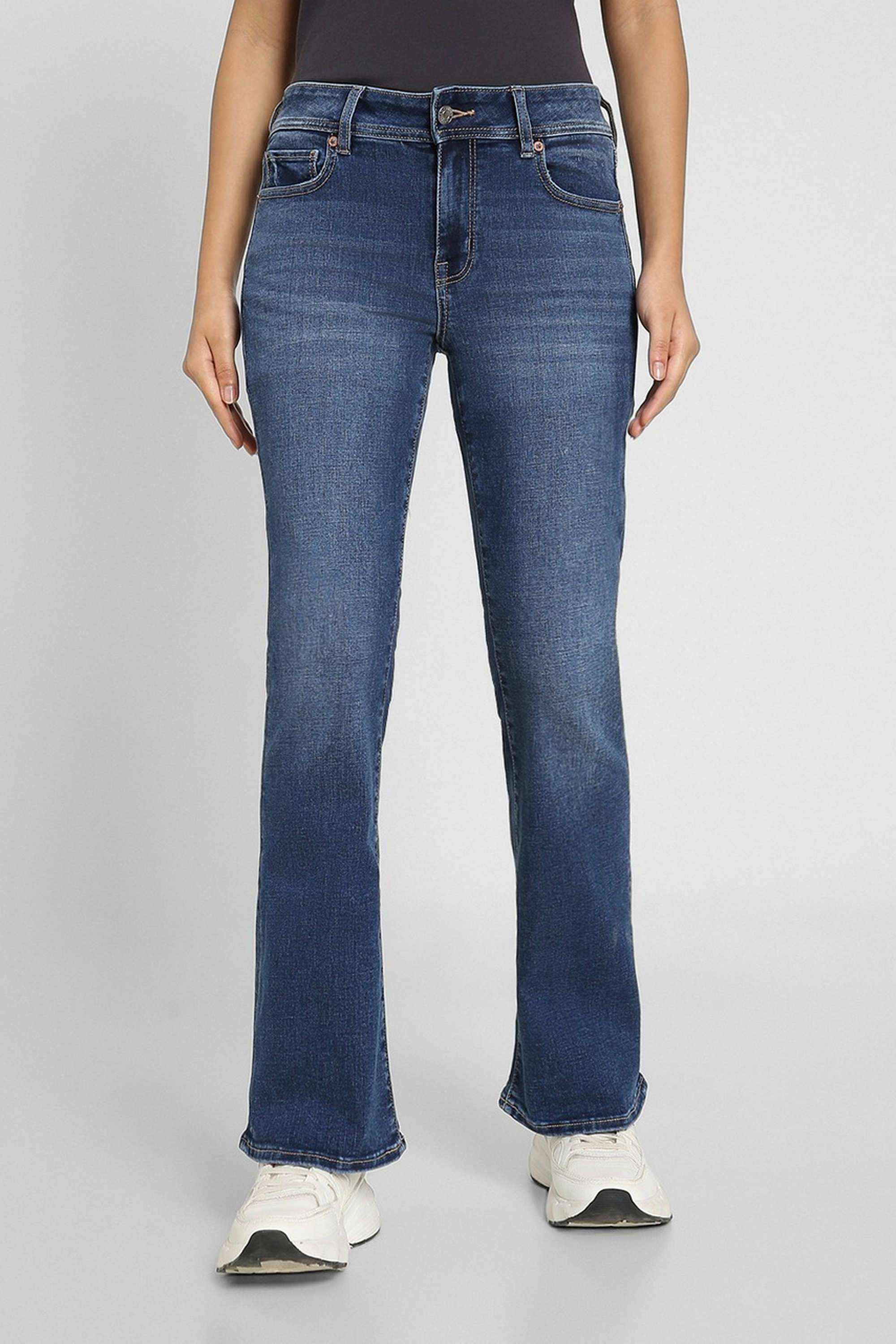 High-Rise-Blended-Fabric-Women-s-Jeans