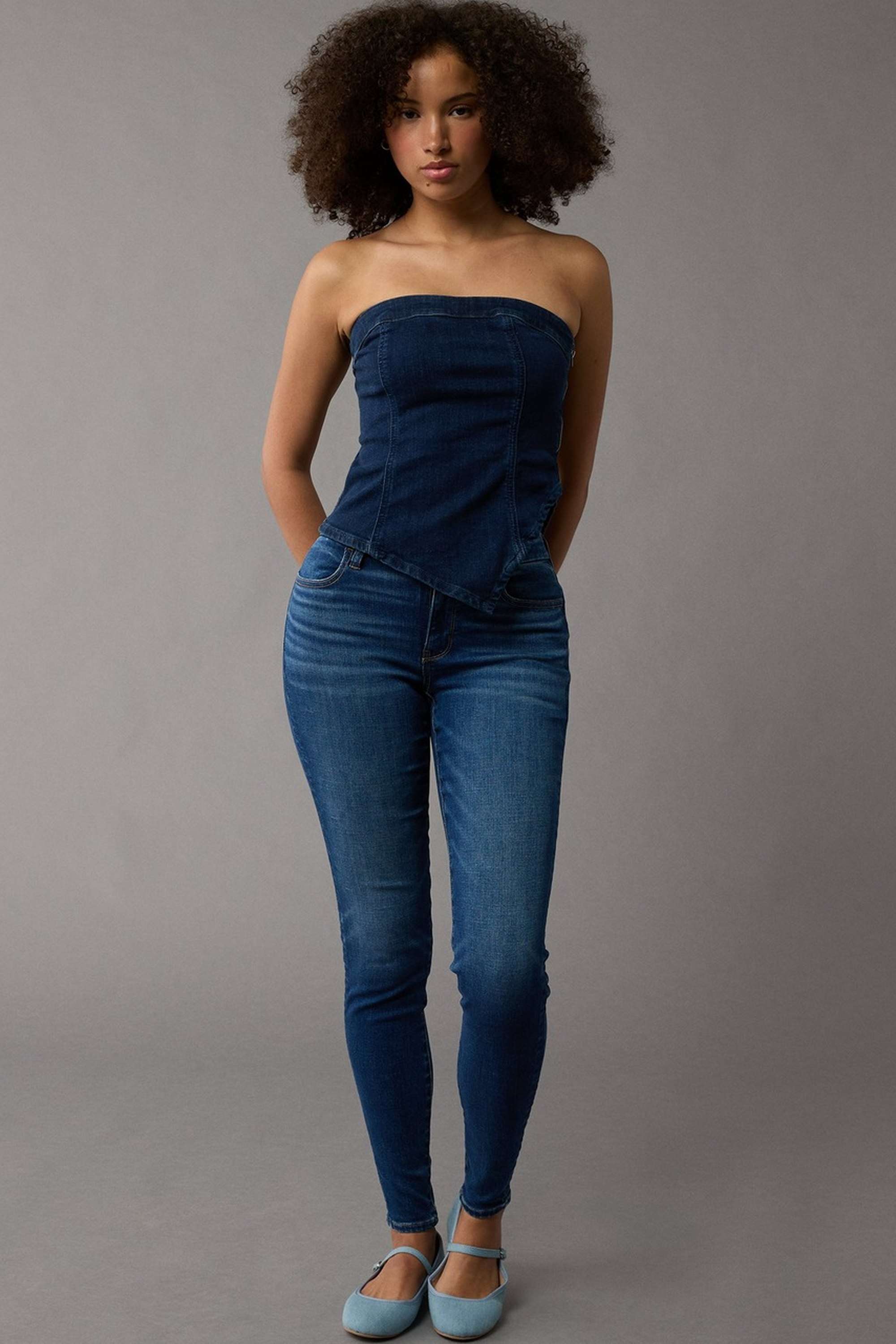 High-Rise-Blended-Fabric-Slim-Fit-Women-s-Jeans