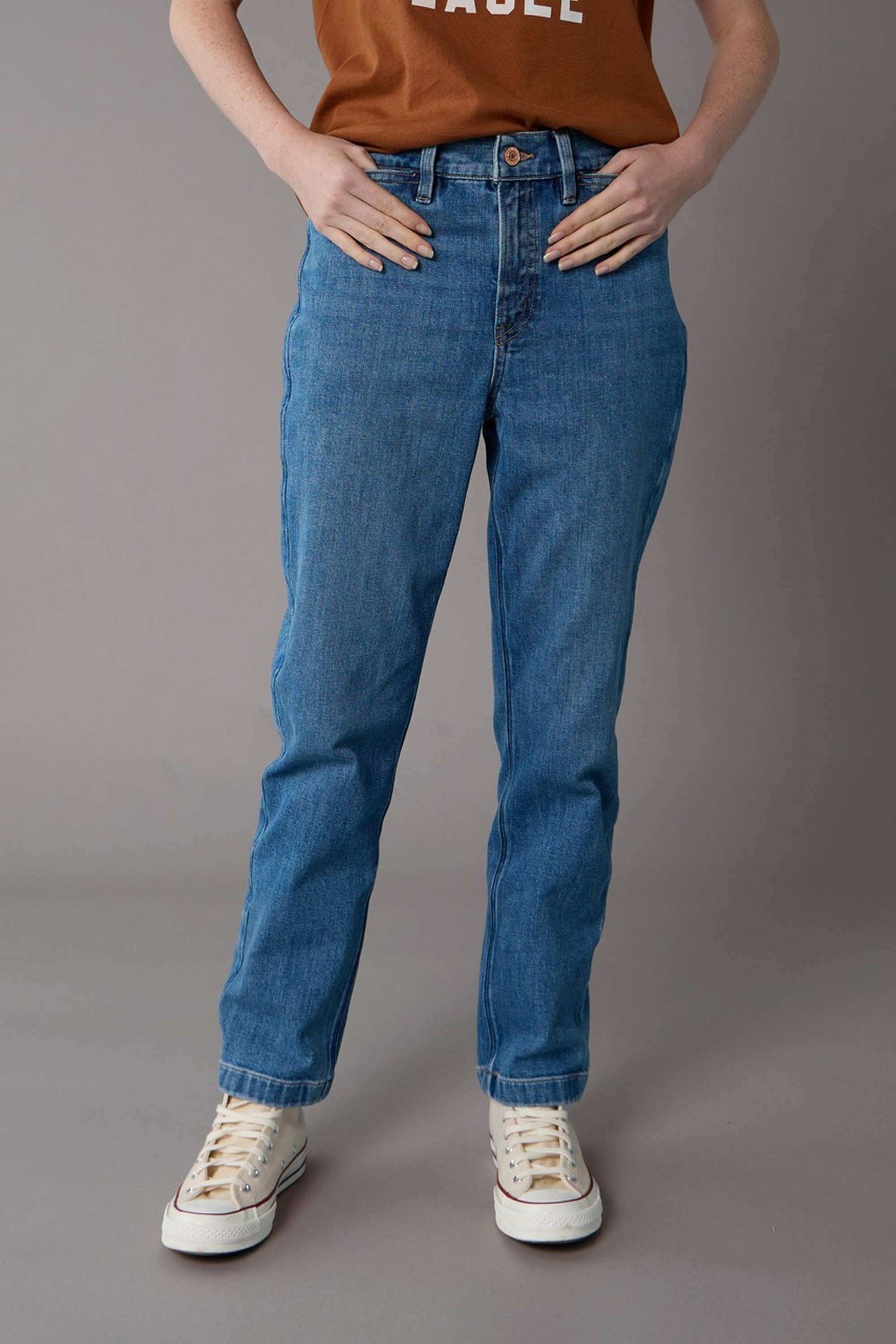 High-Rise-Blended-Fabric-Women-s-Jeans
