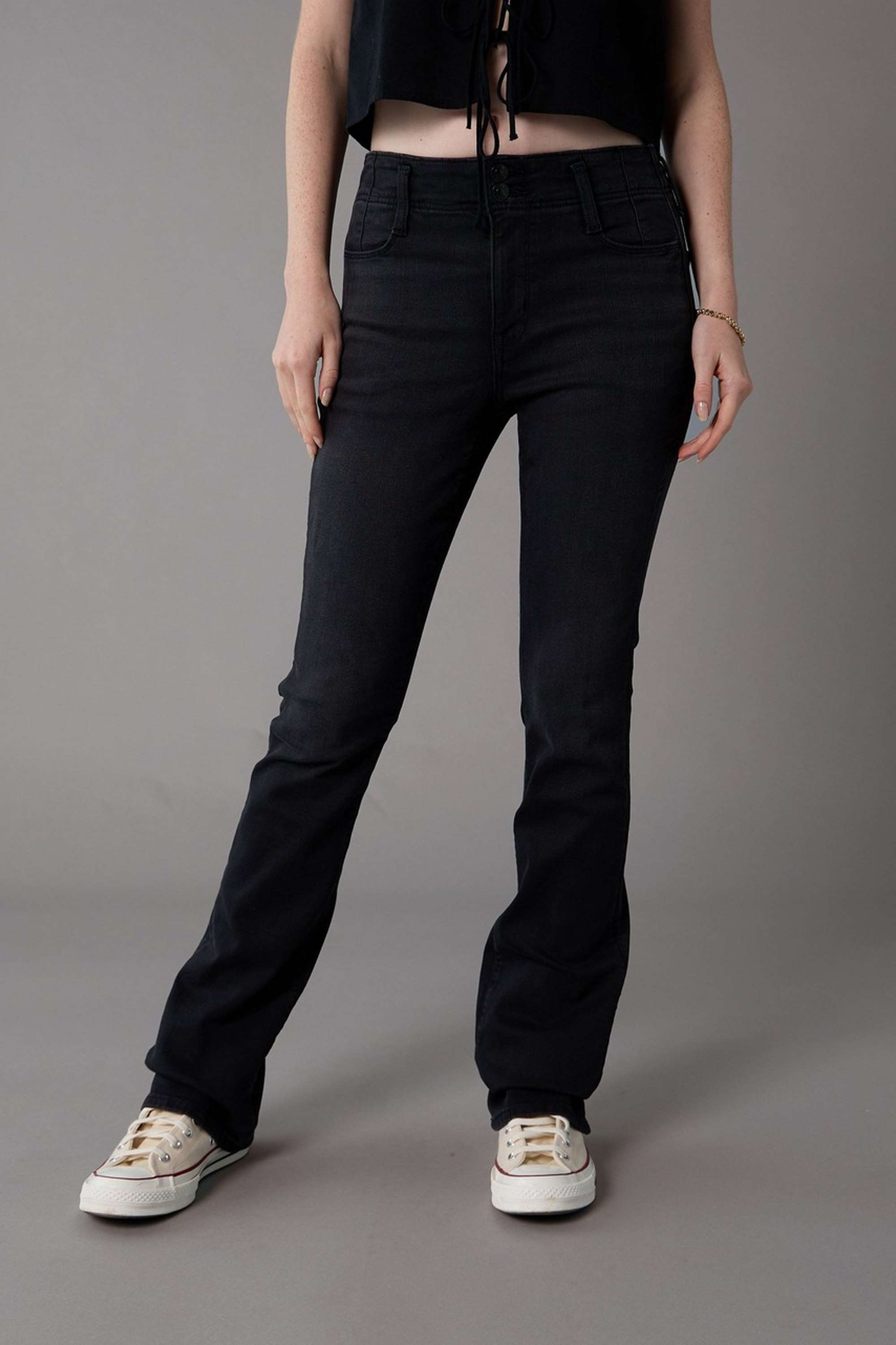 High-Rise-Blended-Fabric-Bootcut-Fit-Women-s-Jeans