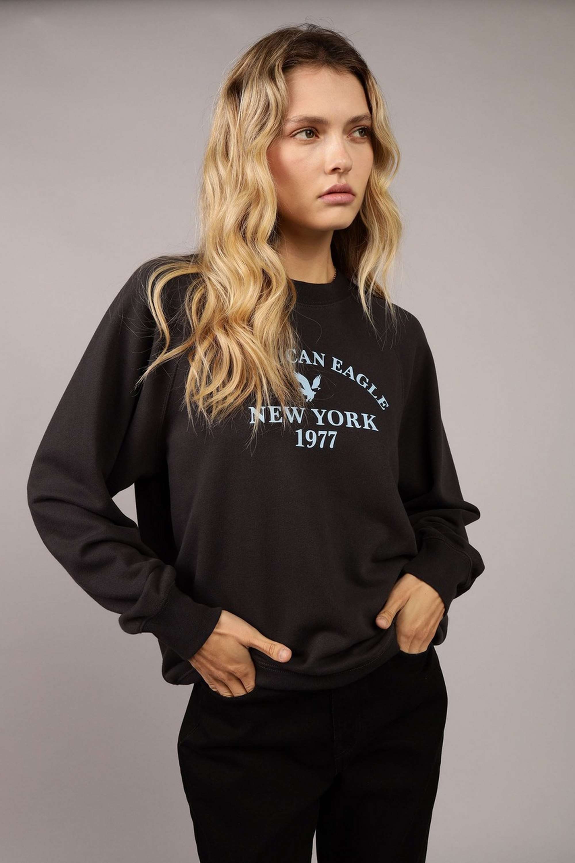 Solid-Blended-Fabric-Women-s-Sweatshirt