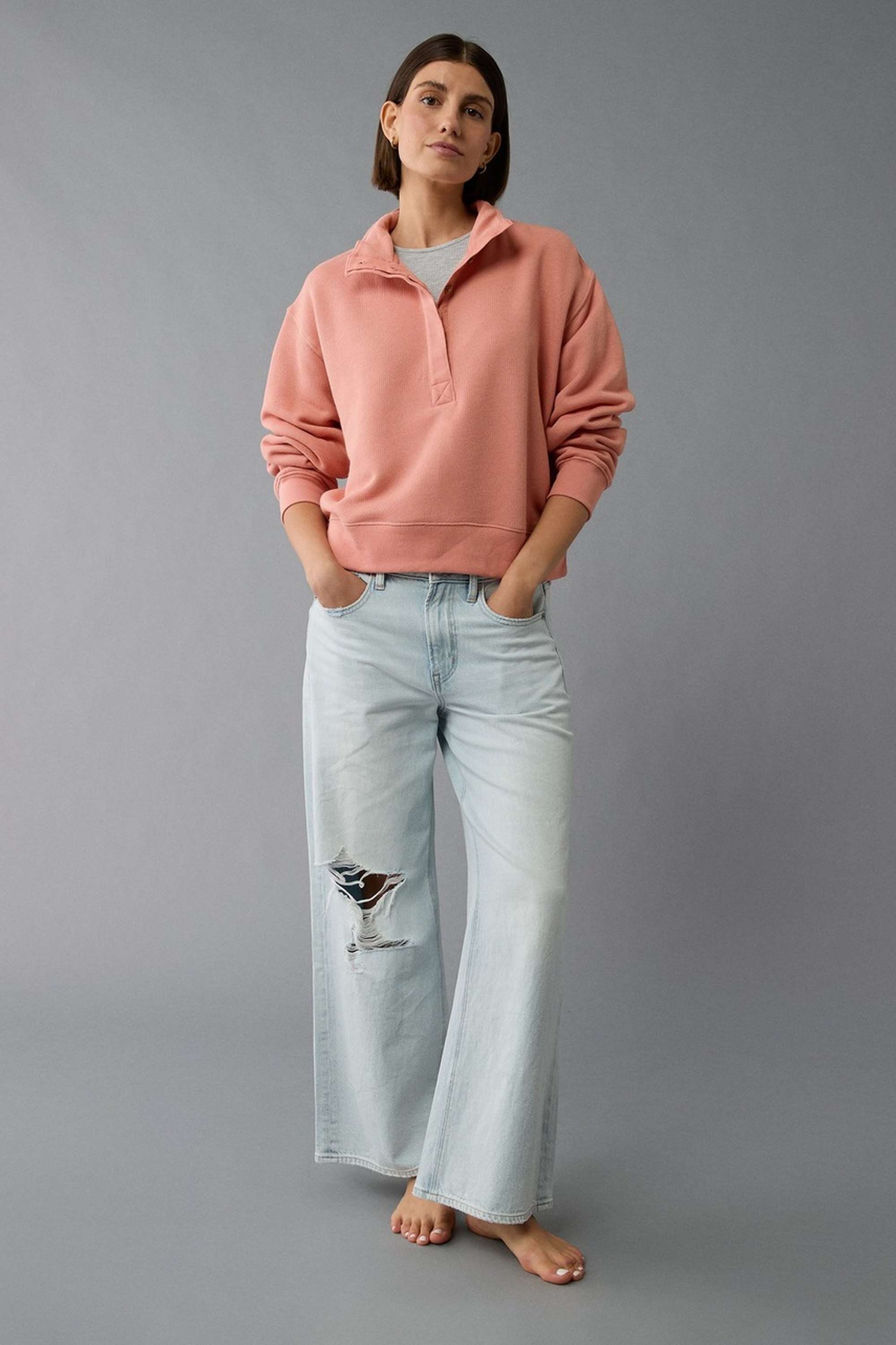 Solid-Blended-Fabric-Women-s-Sweatshirt