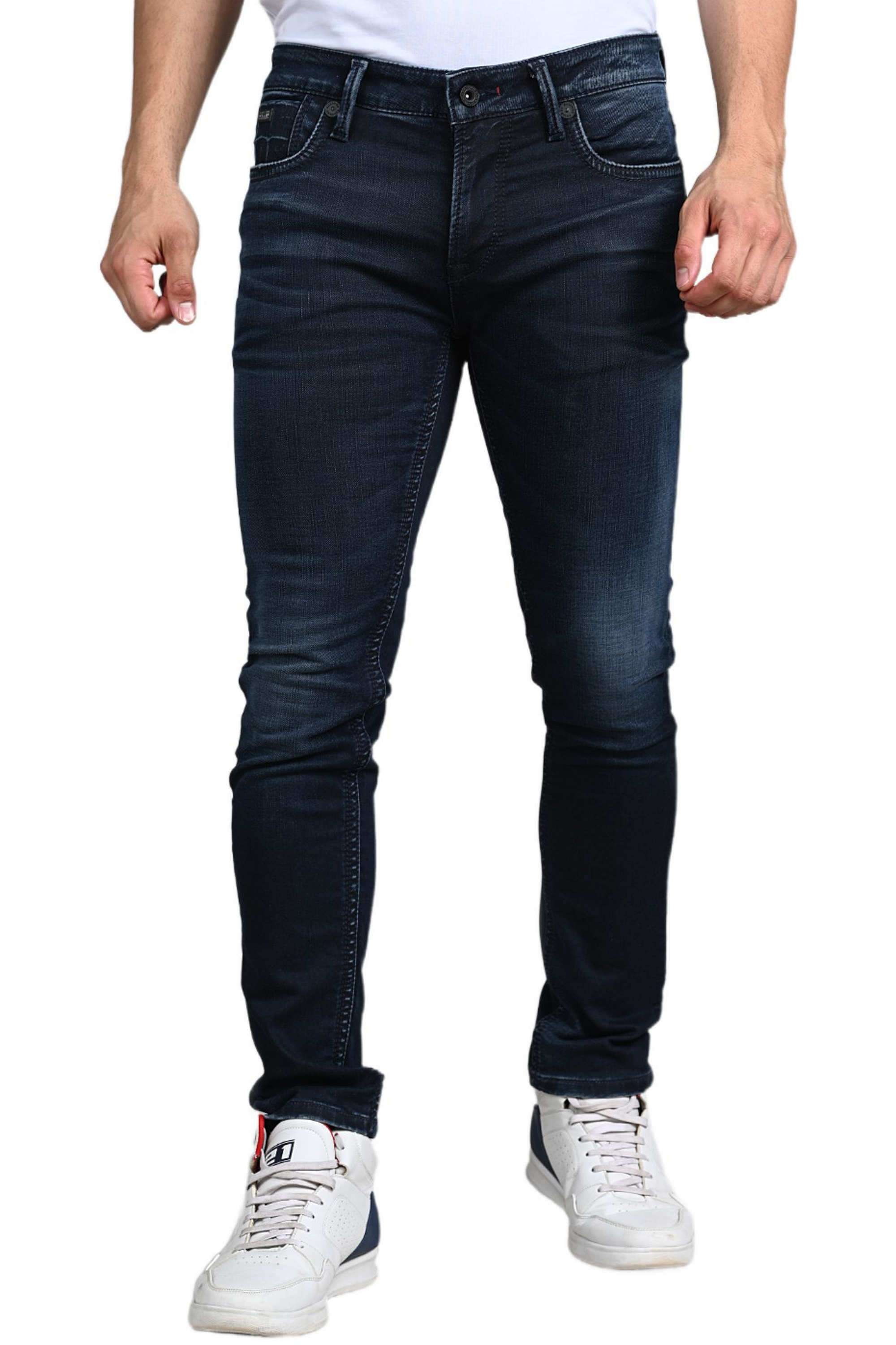 Solid-Blended-Fabric-Tapered-Fit-Men-s-Jeans