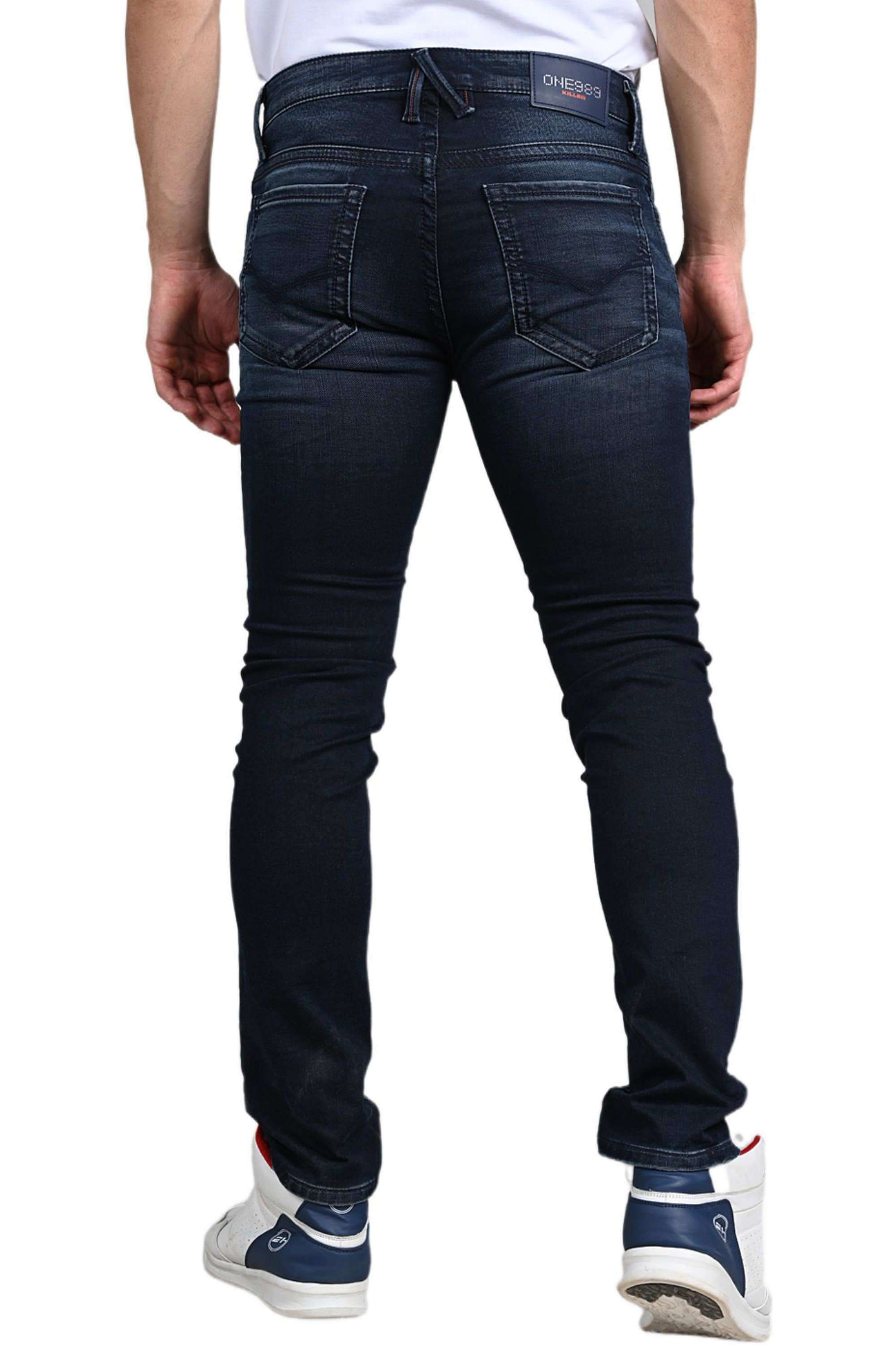 Solid-Blended-Fabric-Tapered-Fit-Men-s-Jeans