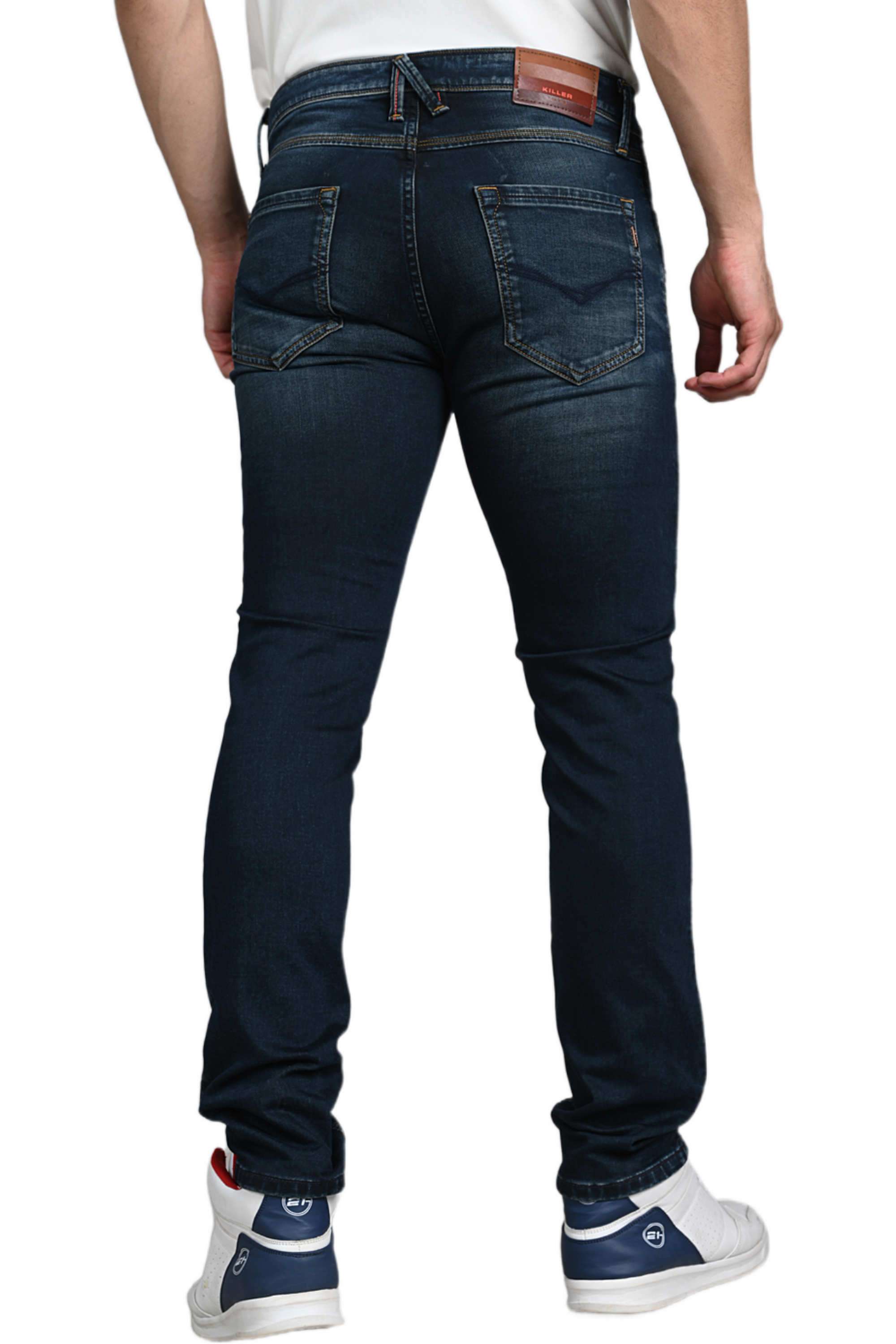 Solid-Cotton-Blend-Tapered-Fit-Men-s-Jeans
