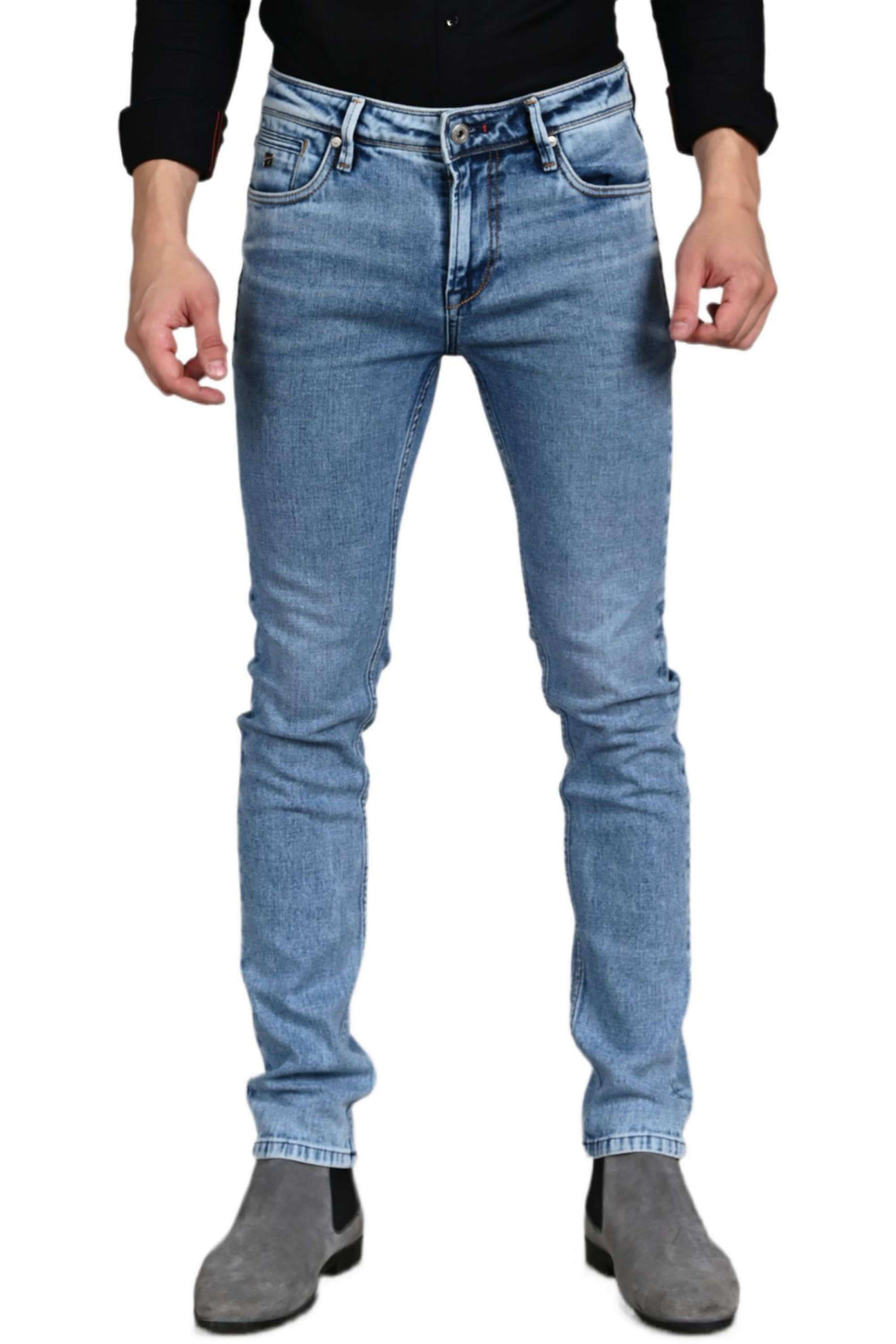 Solid-Blended-Fabric-Tapered-Fit-Men-s-Jeans