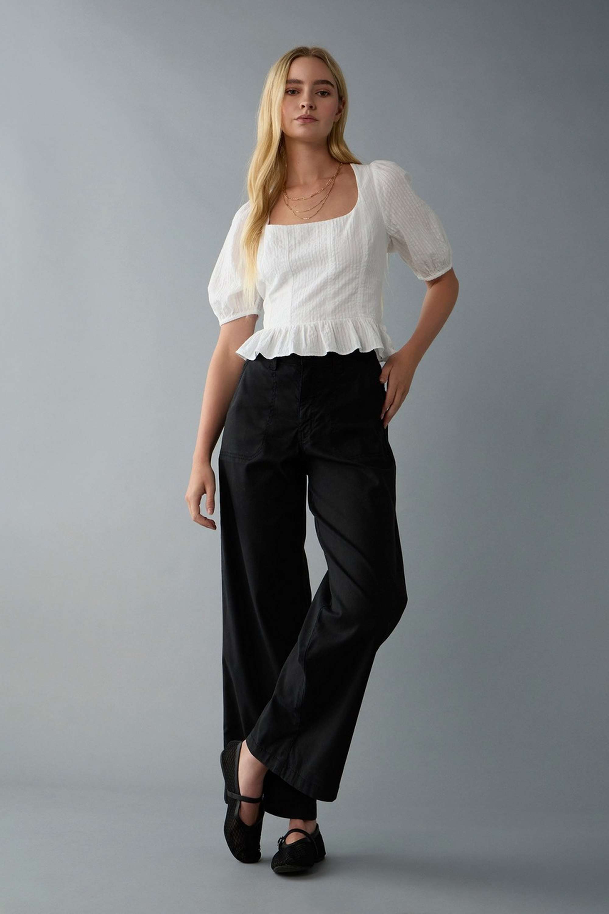 Solid-Blended-Fabric-Women-s-Top