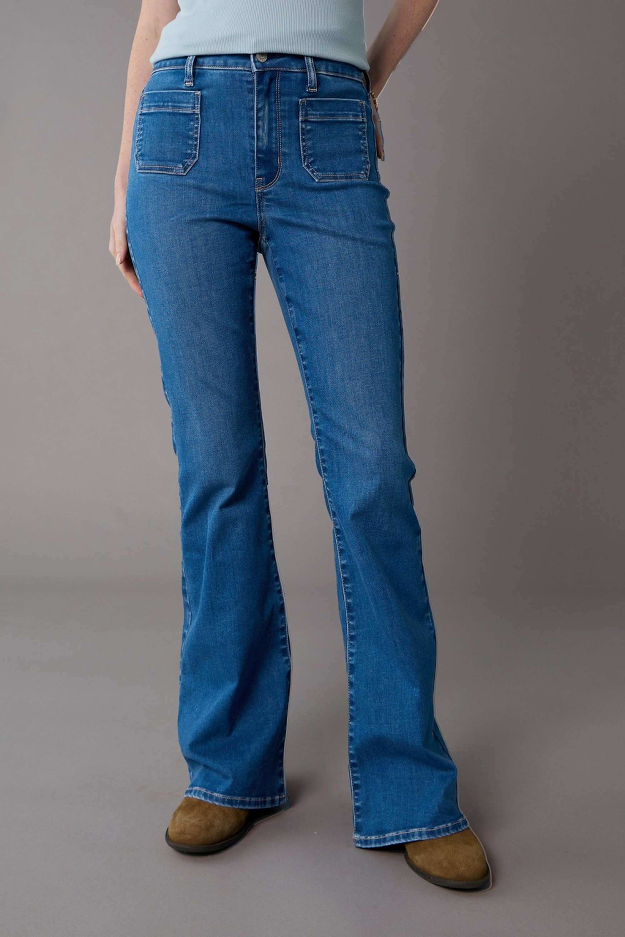 High-Rise-Blended-Fabric-Women-s-Jeans