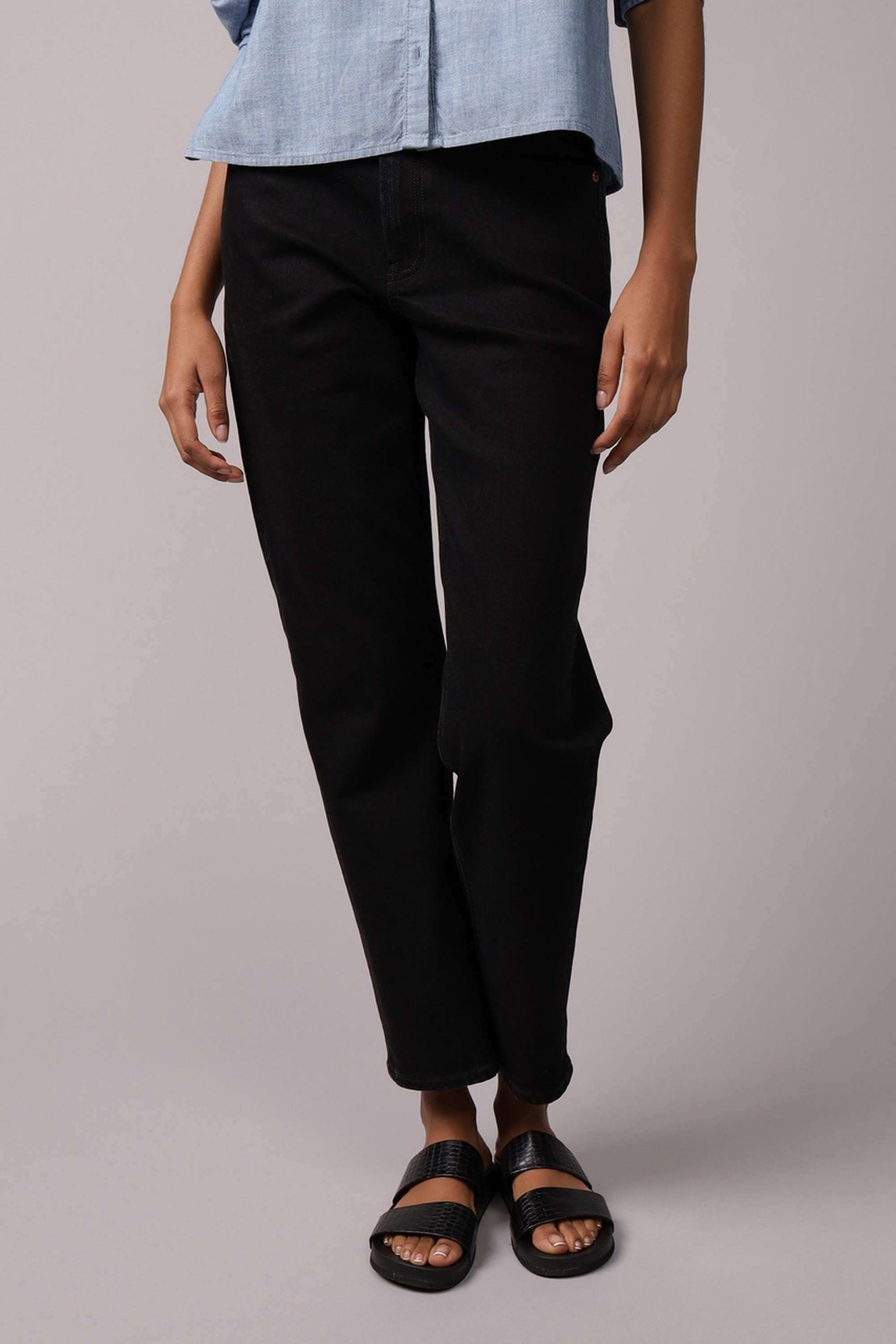 High-Rise-Blended-Fabric-Women-s-Jeans