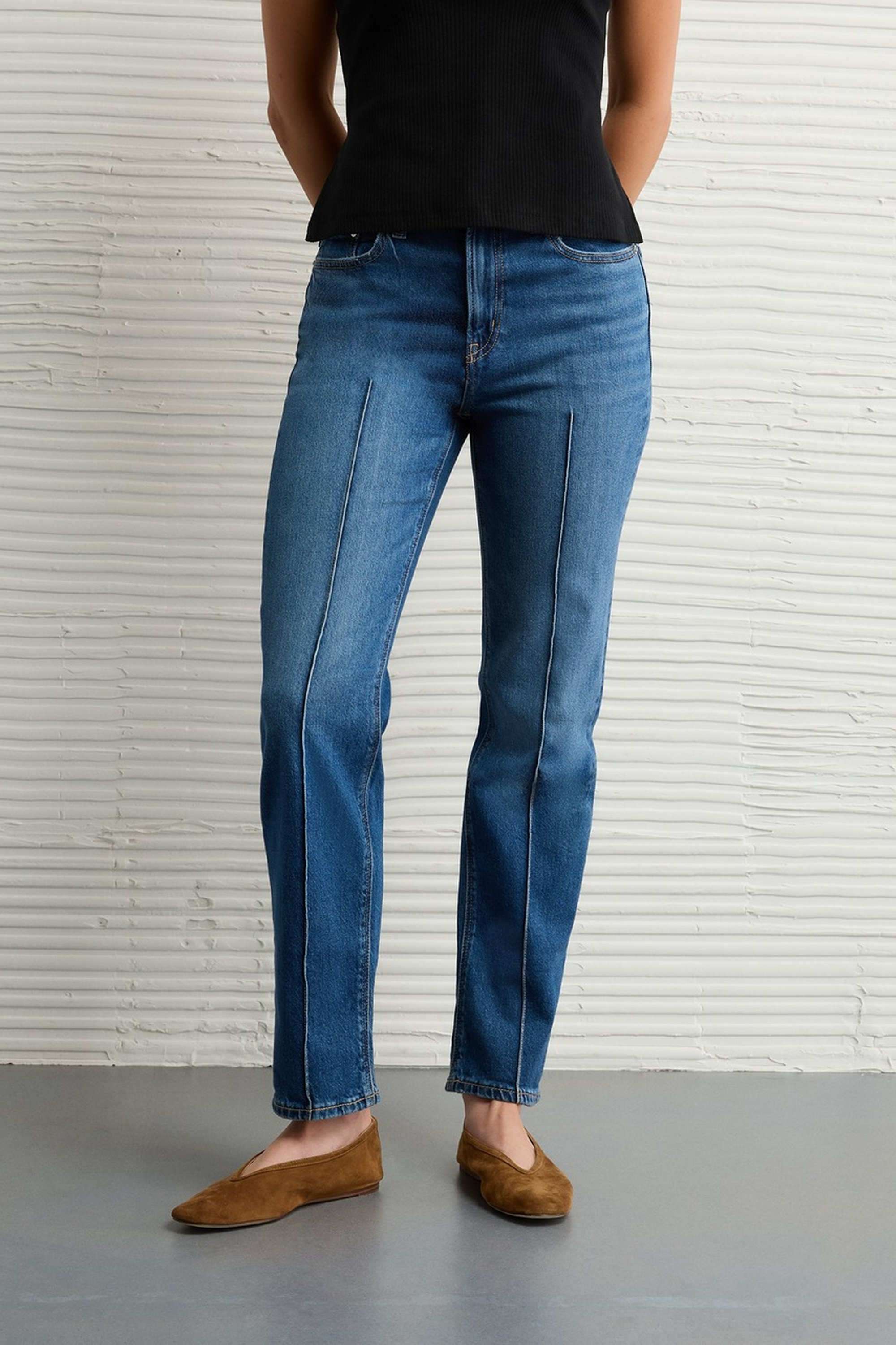 High-Rise-Blended-Fabric-Women-s-Jeans
