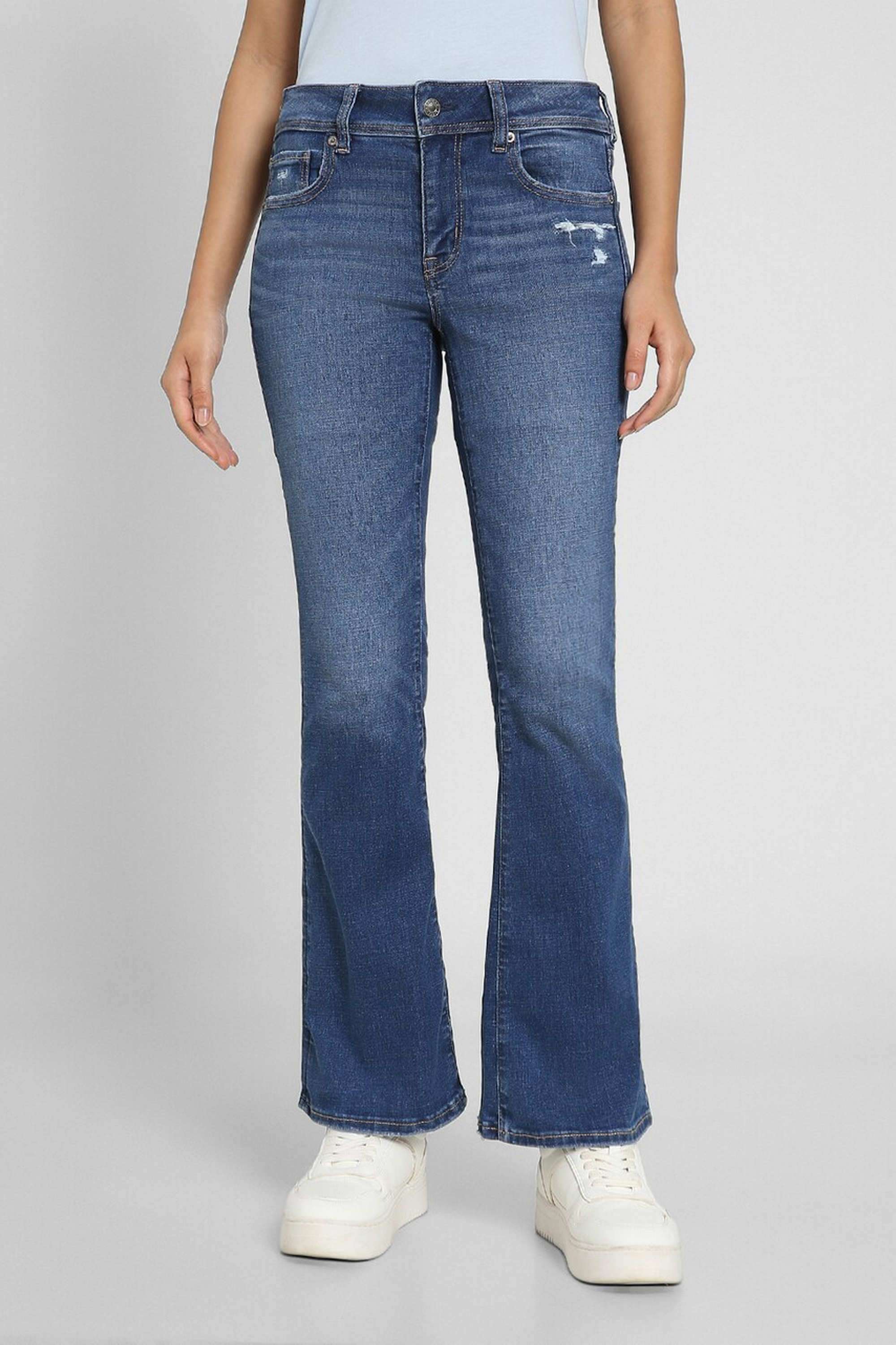 High-Rise-Blended-Fabric-Women-s-Jeans