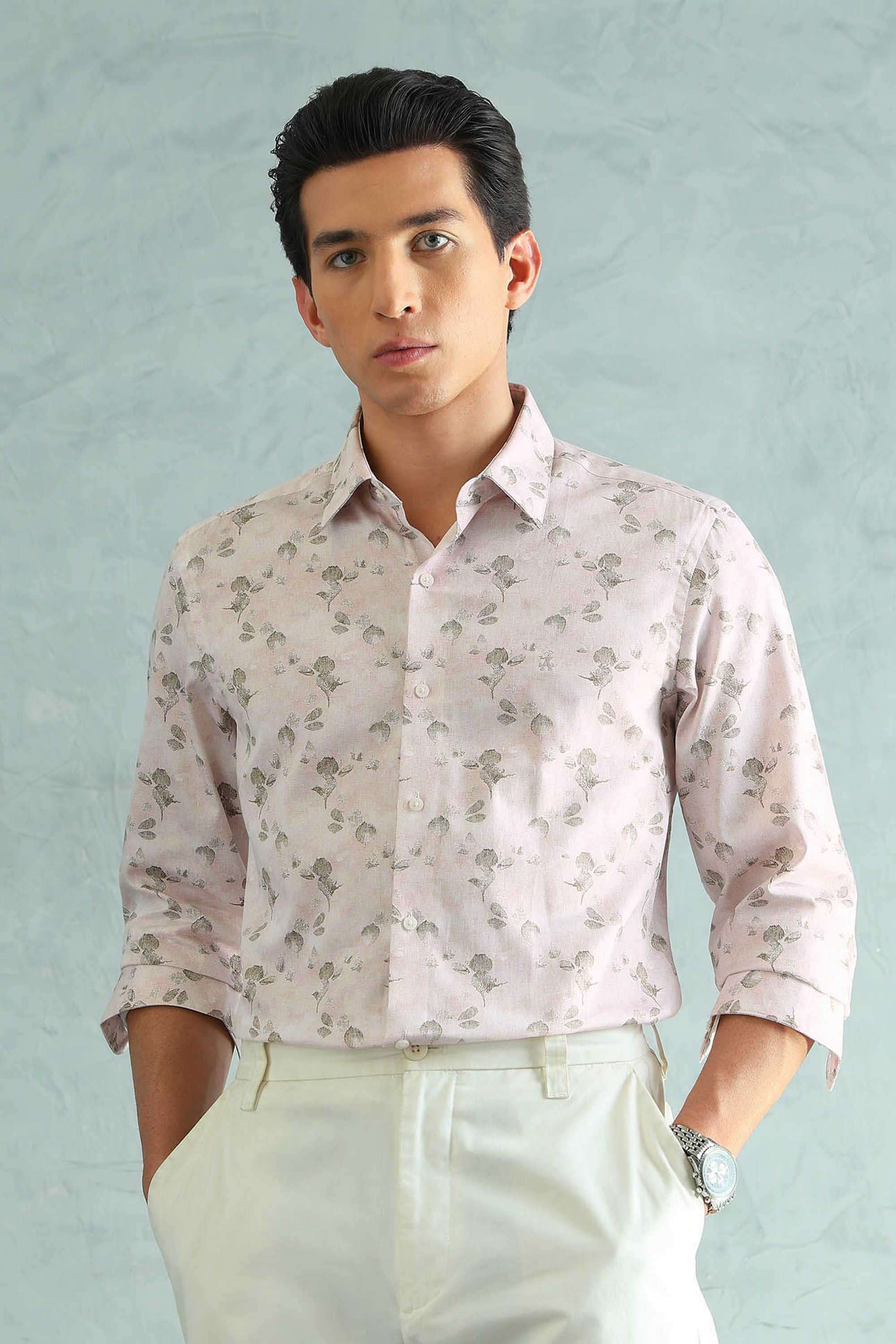 Printed-Cotton-Blend-Slim-Fit-Men-Formal-Wear-Shirt