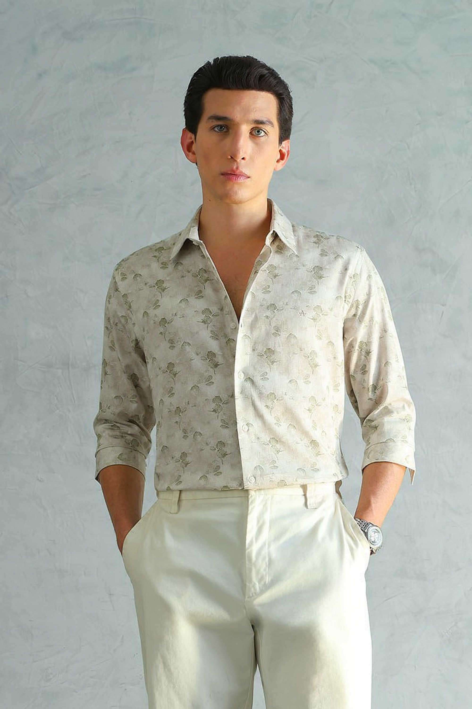 Buy Arrow green Printed Cotton Blend Slim Fit Men Formal Wear Shirt |  Shoppers Stop