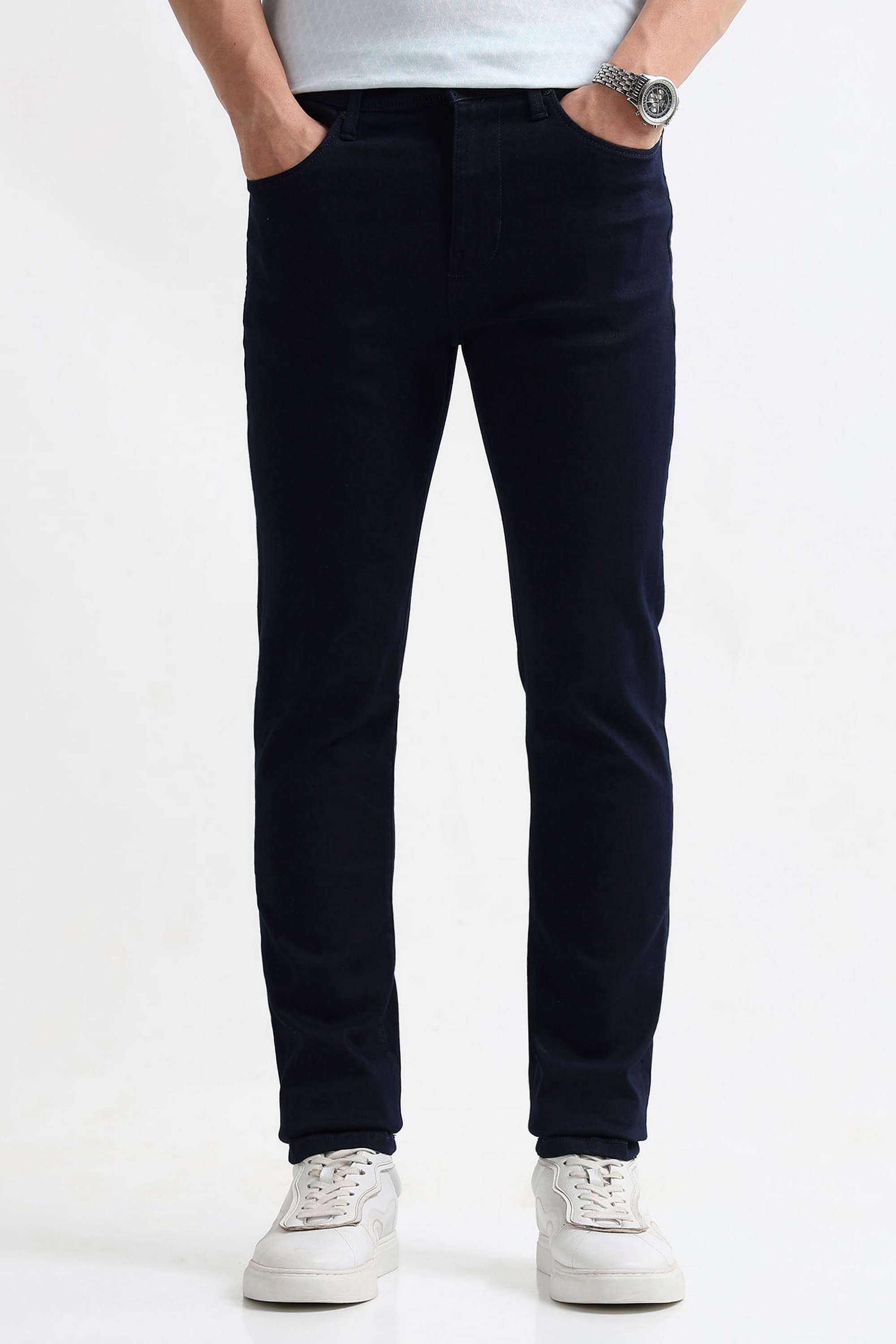 Solid-Cotton-Blend-Slim-Fit-Men-s-Jeans