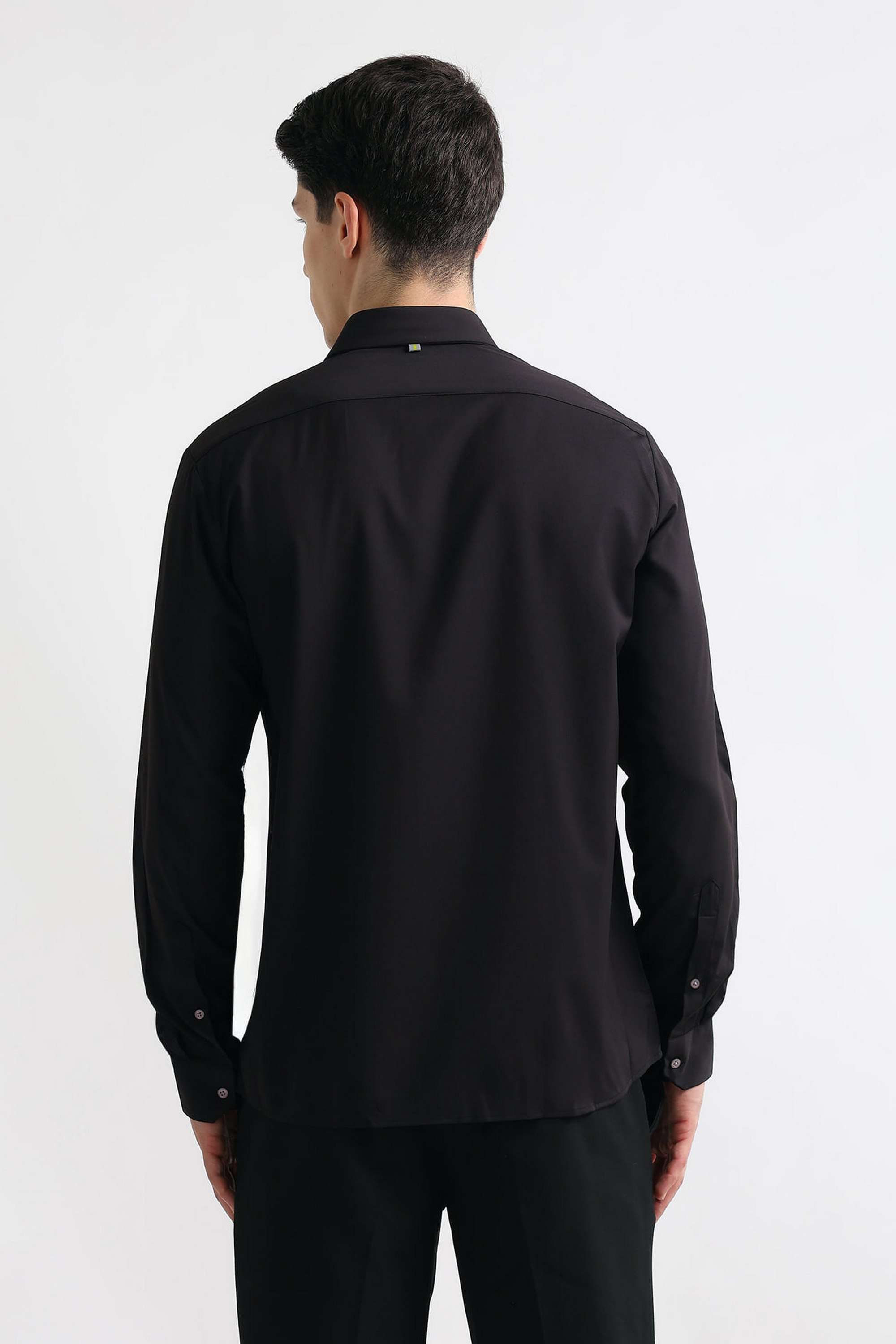 Solid-Polyester-Viscose-Slim-Fit-Men-s-Shirt