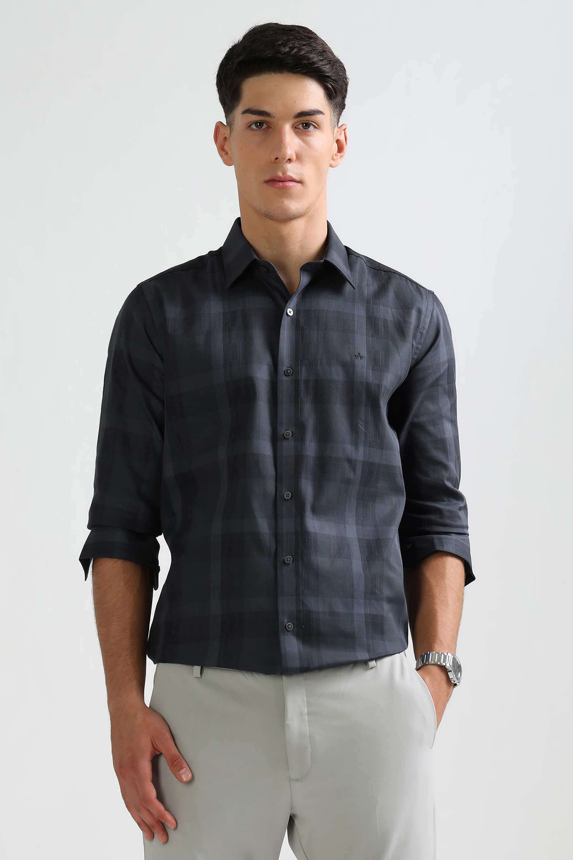 Checks-Cotton-Blend-Slim-Fit-Men-s-Shirt