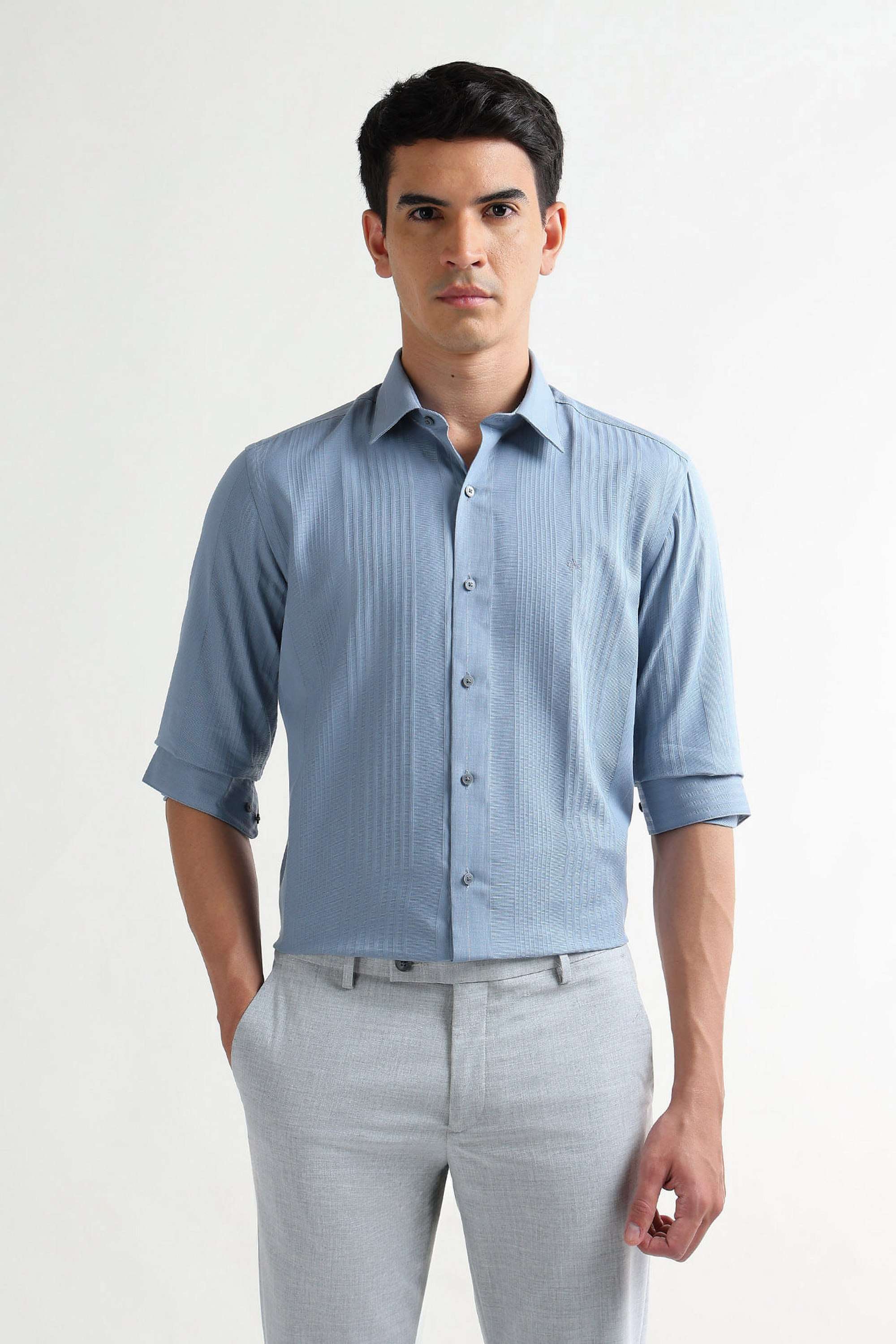 Stripes-Cotton-Blend-Slim-Fit-Men-s-Casual-Wear-Shirt
