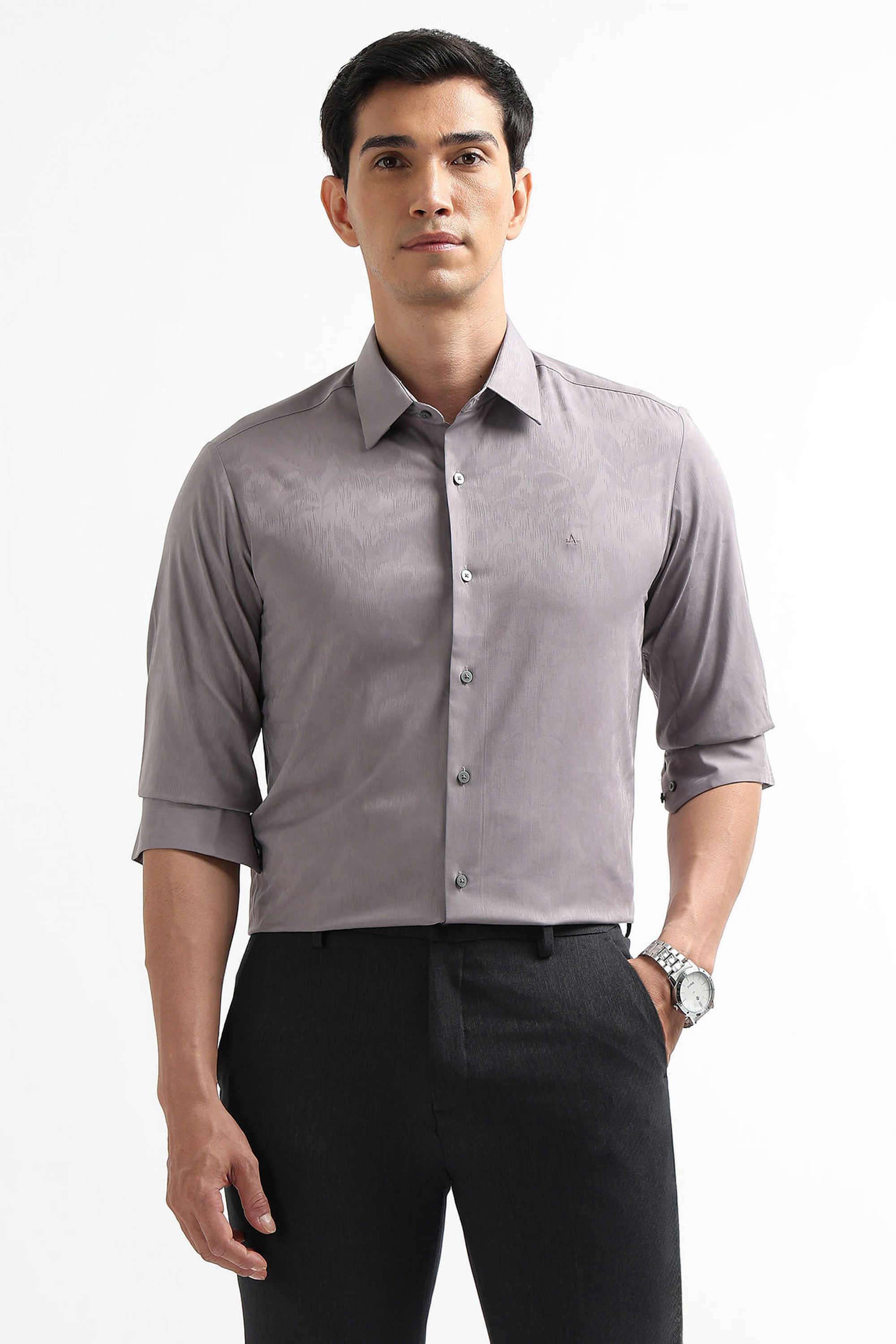 Solid-Polyester-Slim-Fit-Men-Formal-Wear-Shirt