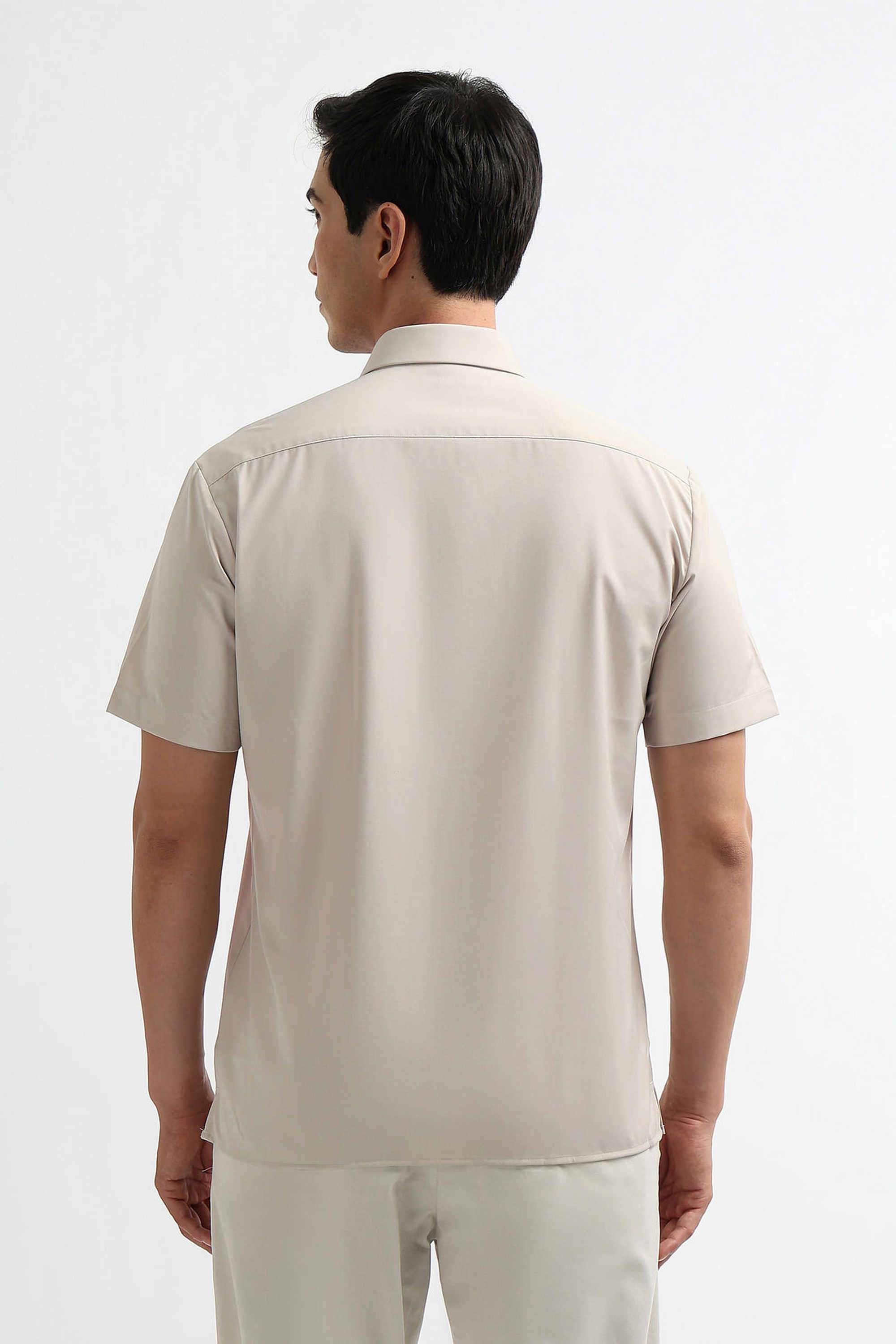 Solid-Polyester-Relaxed-Fit-Men-Formal-Wear-Shirt