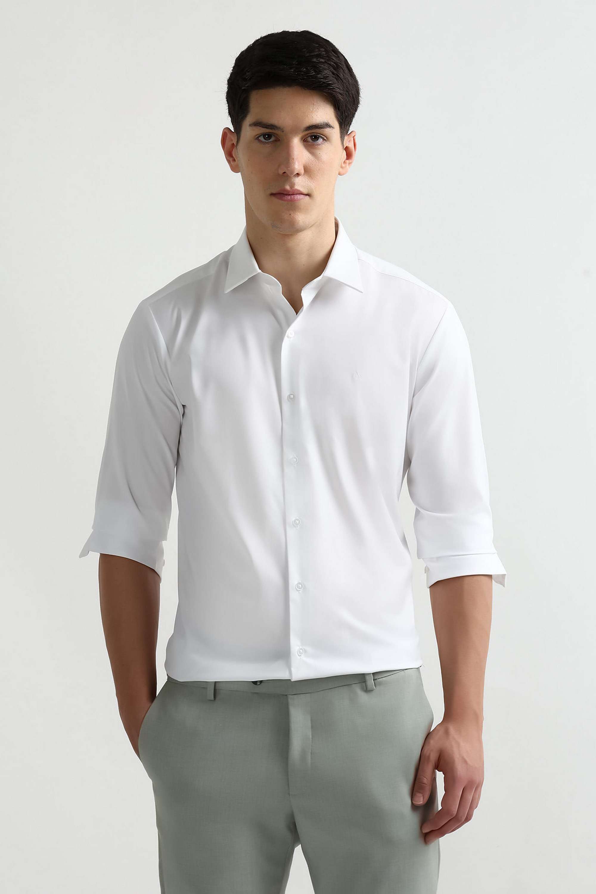 Solid-Polyester-Viscose-Slim-Fit-Men-s-Shirt