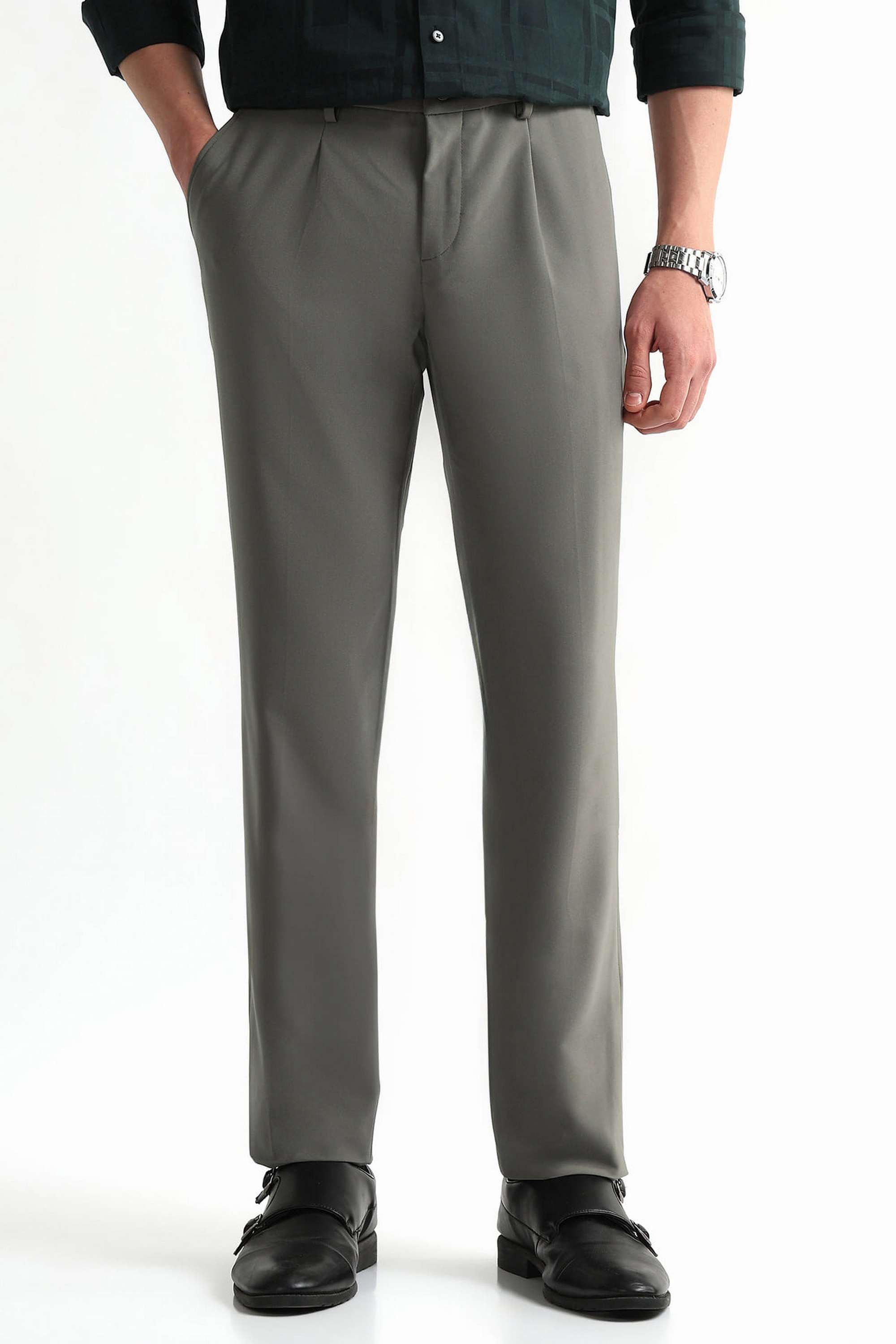 Solid-Polyester-Regular-Fit-Men-Formal-Wear-Trouser