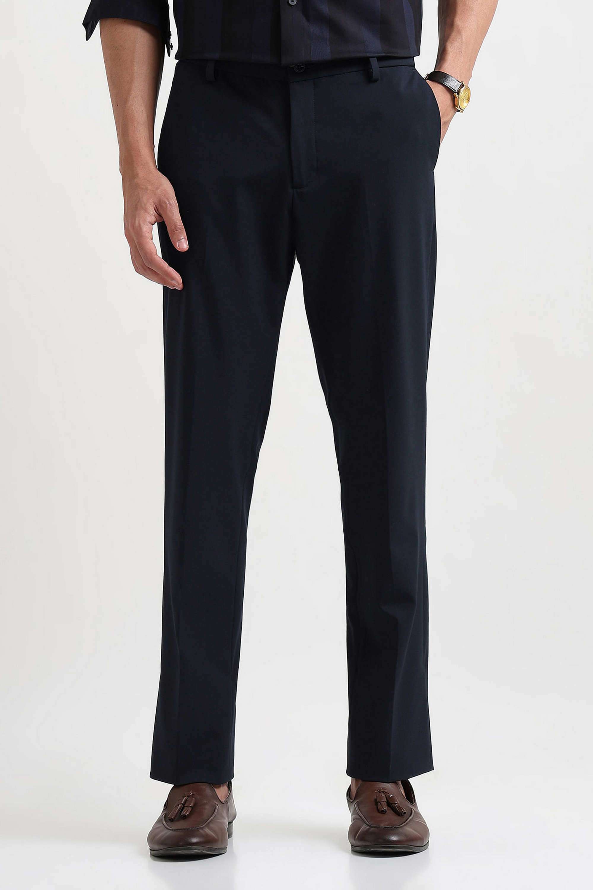 Textured-Poly-Cotton-Regular-Fit-Men-Formal-Wear-Trousers