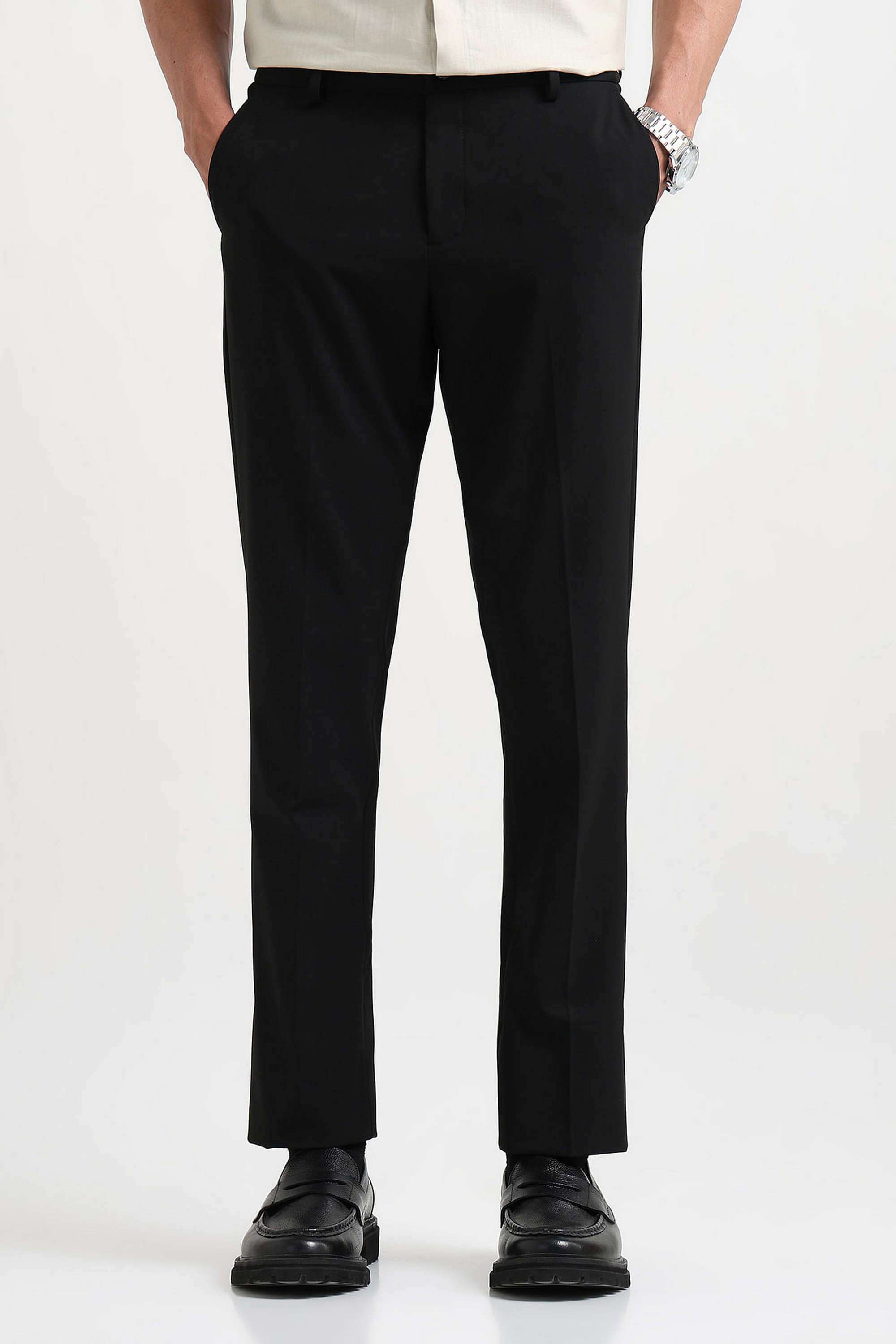 Textured-Poly-Cotton-Regular-Fit-Men-Formal-Wear-Trousers