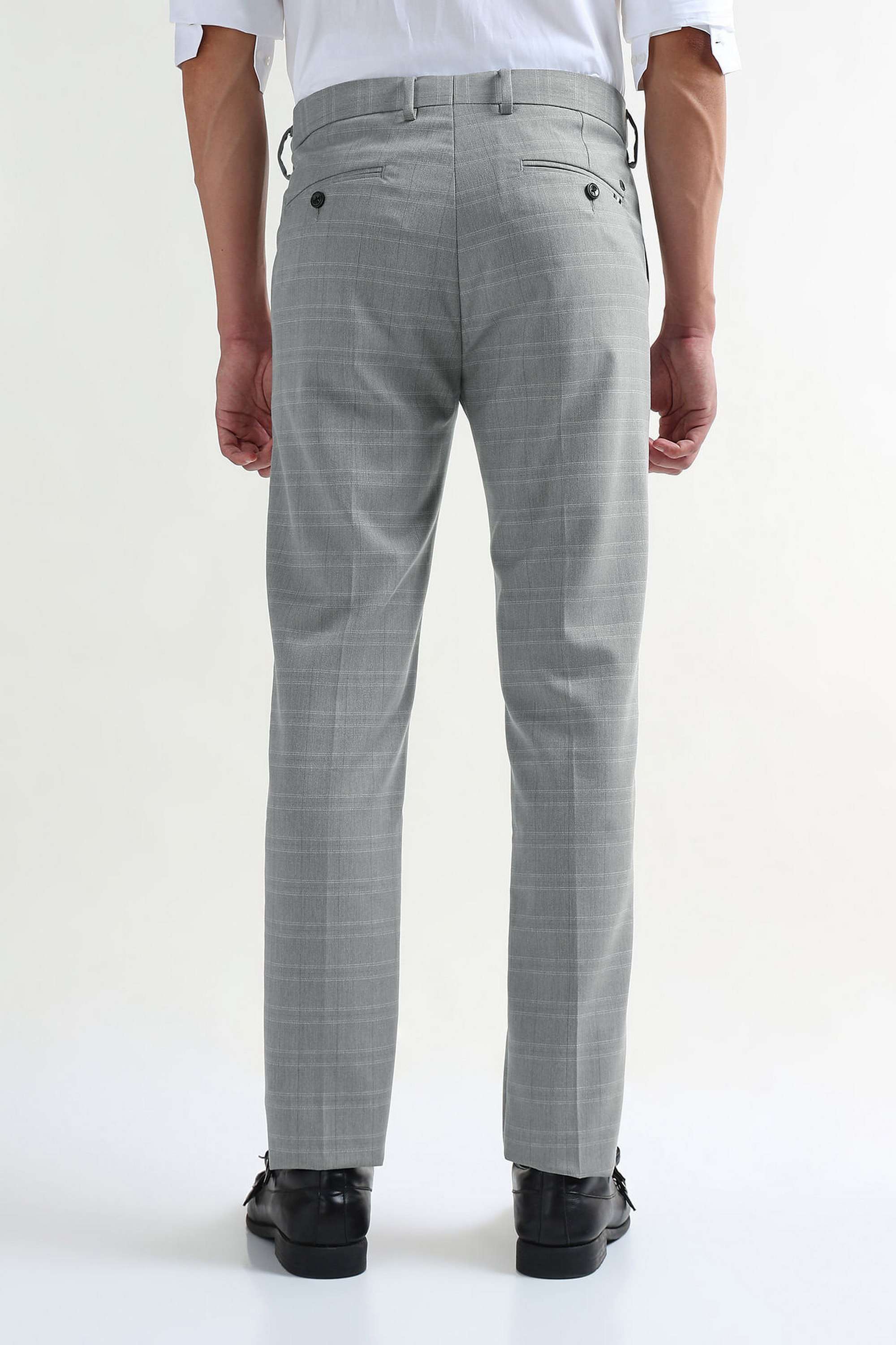 Checks-Blended-Fabric-Super-Slim-Fit-Men-s-Formal-Wear-Trousers