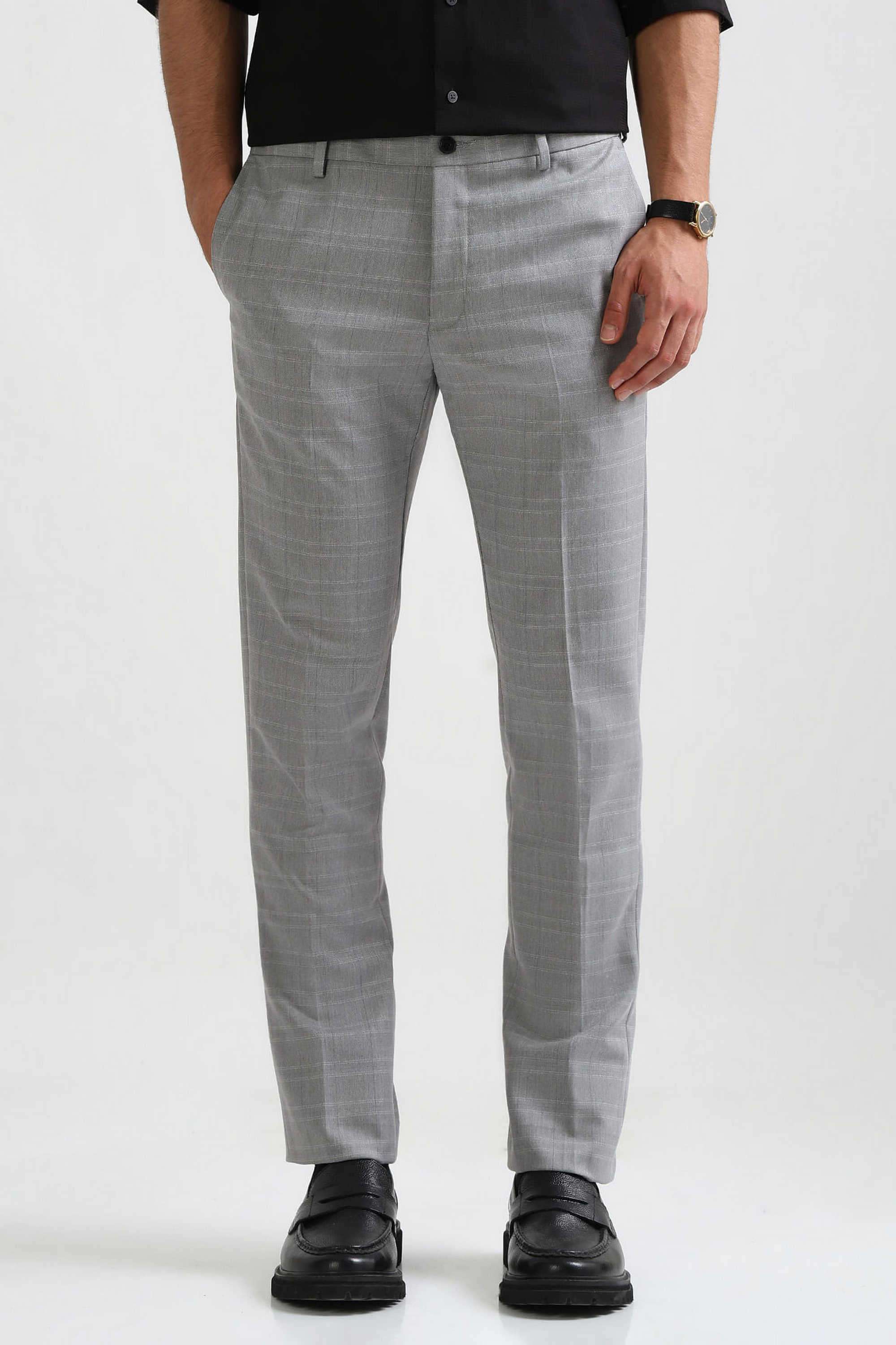 Checks-Blended-Fabric-Regular-Fit-Men-s-Formal-Trousers