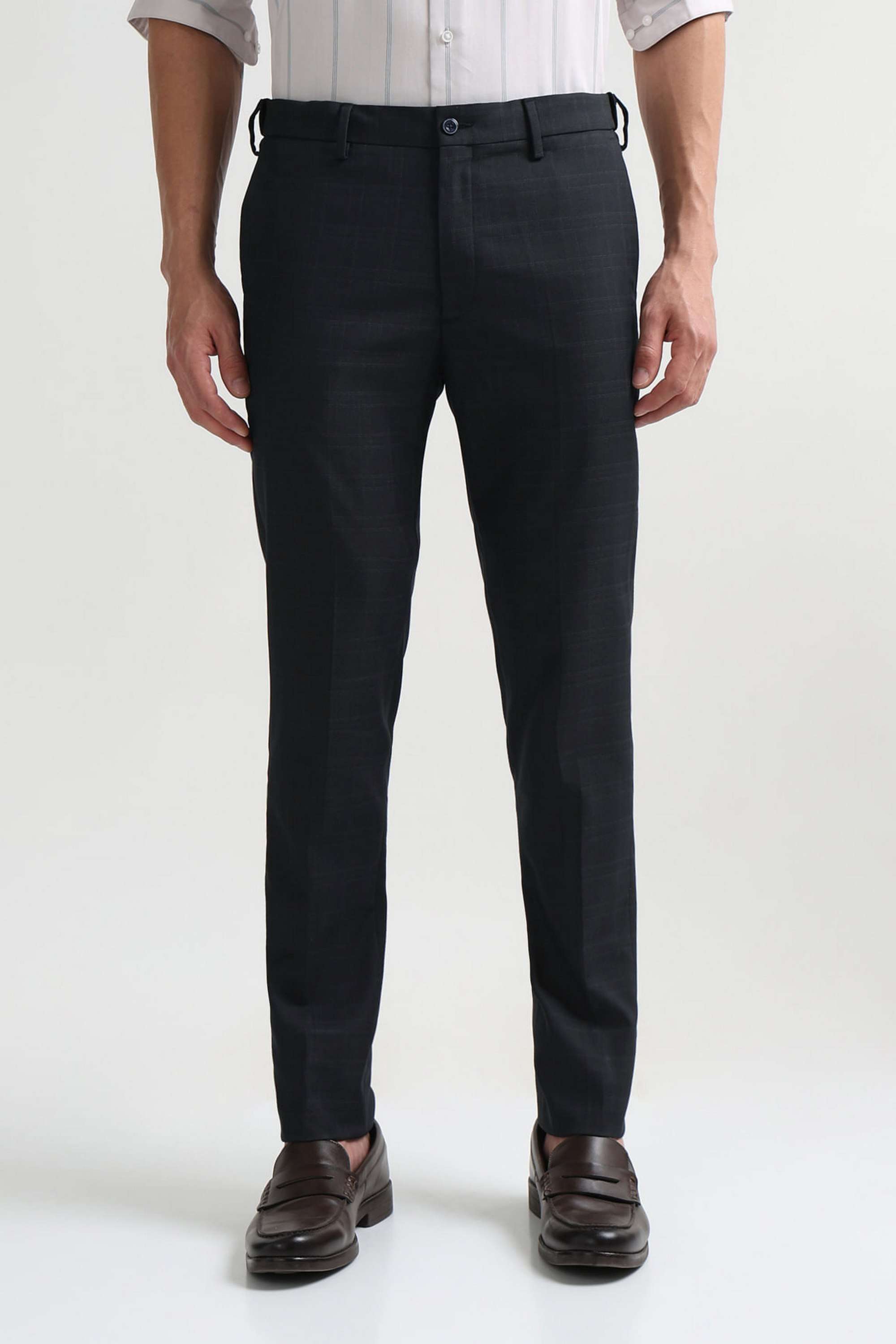 Checks-Blended-Fabric-Super-Slim-Fit-Men-s-Formal-Wear-Trousers