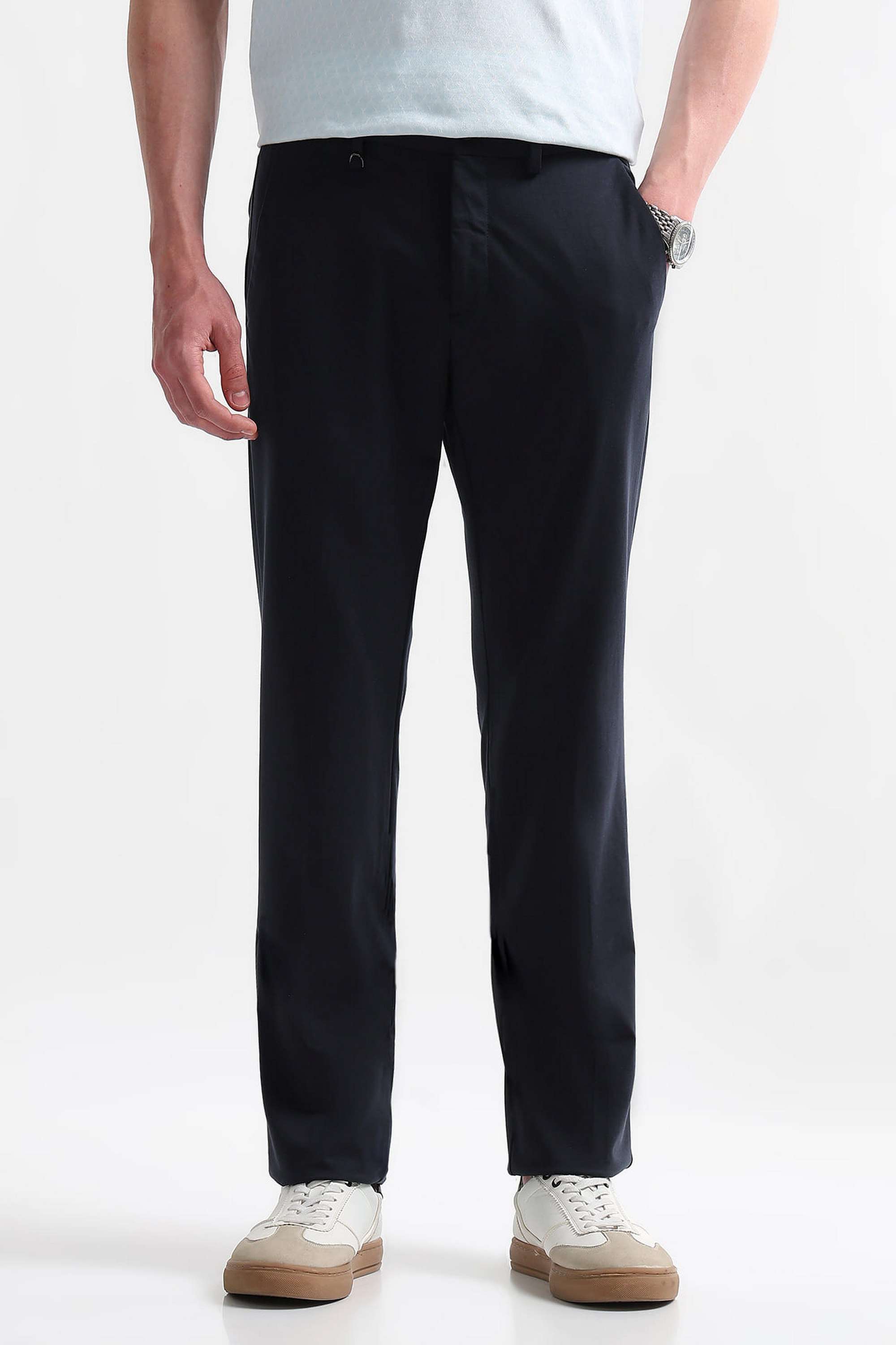 Solid-Blended-Fabric-Super-Slim-Fit-Men-Formal-Wear-Trouser