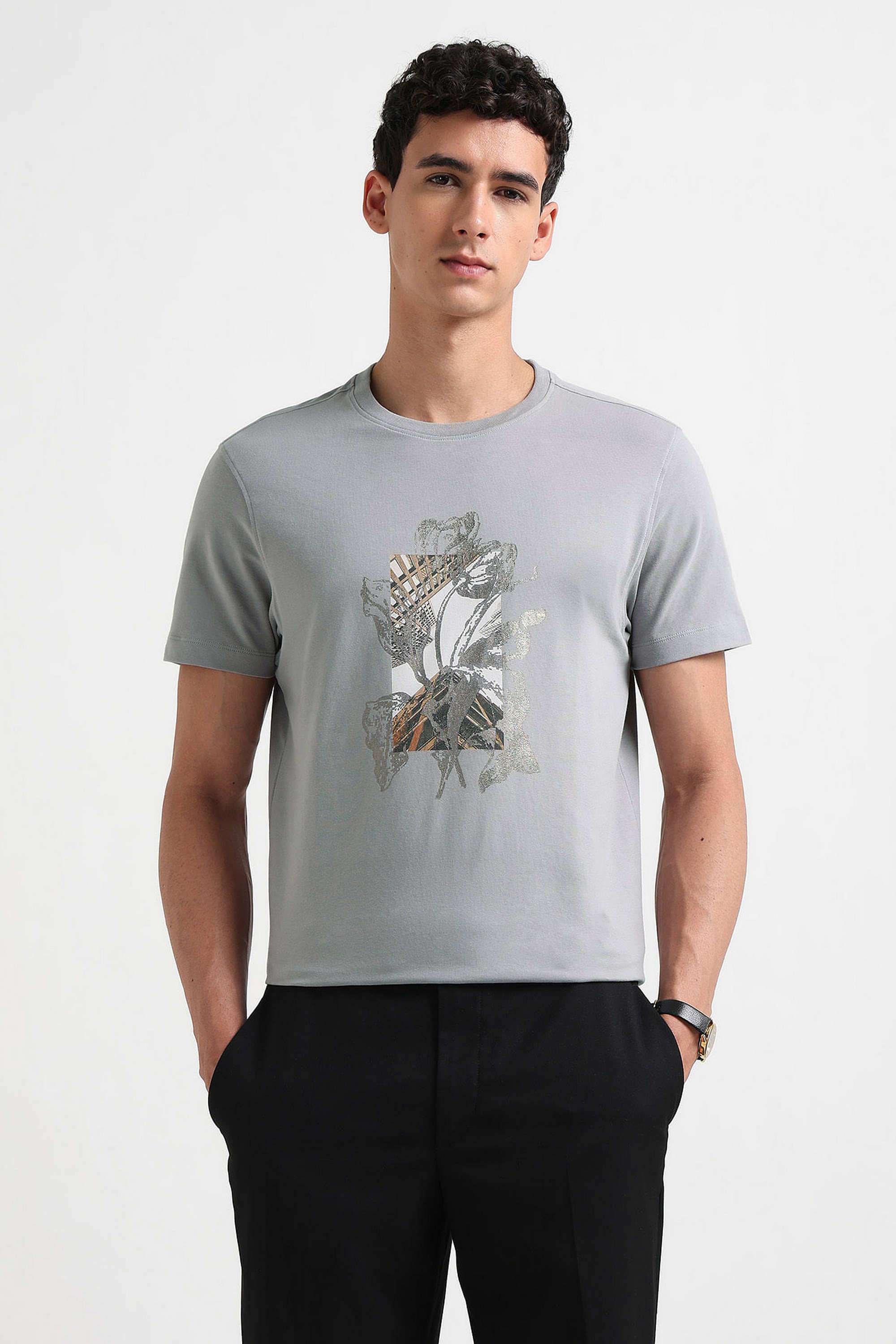 Graphic-Print-Cotton-Blend-Regular-Fit-Men-T-Shirt