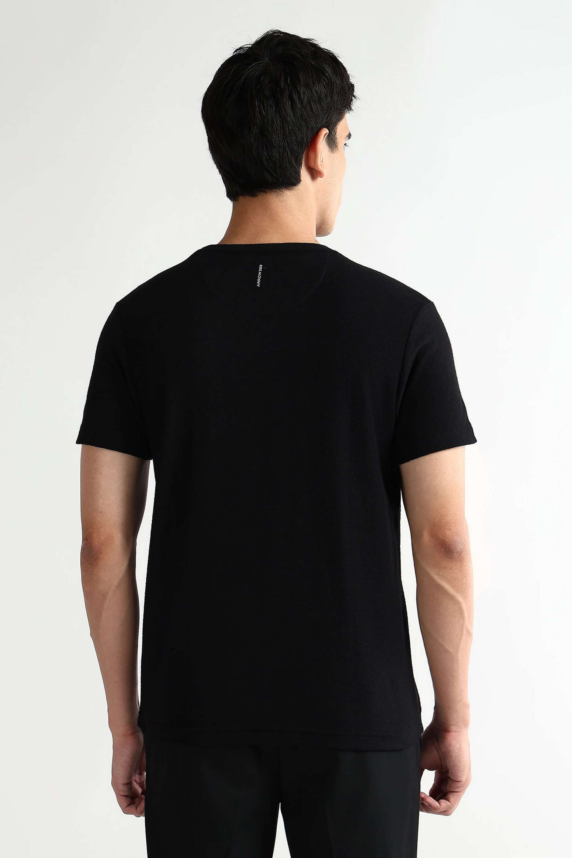 Solid-Polyester-Cotton-Round-Neck-Men-s-T-Shirt