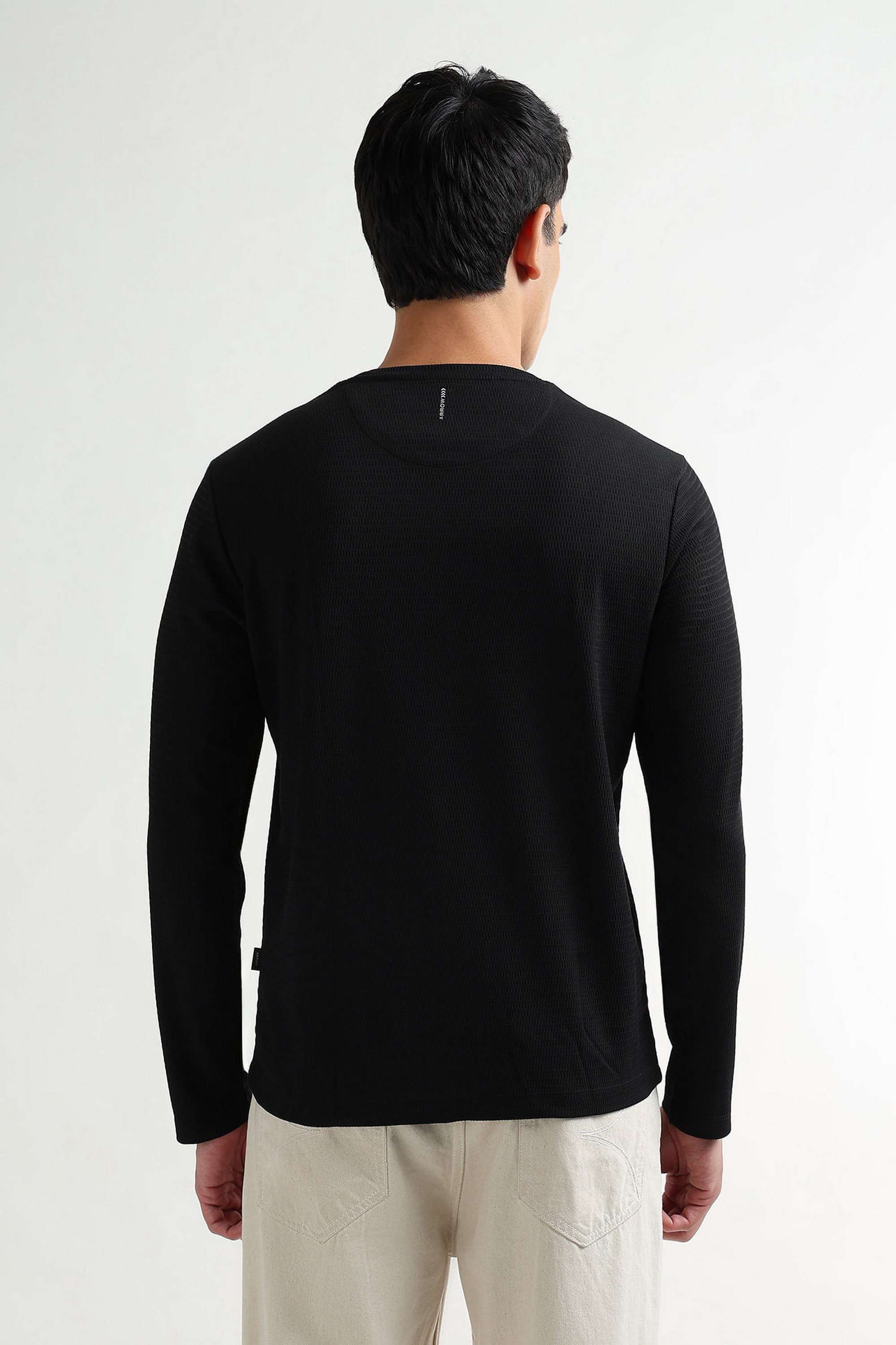 Textured-Cotton-Blend-Round-Neck-Men-s-T-Shirt