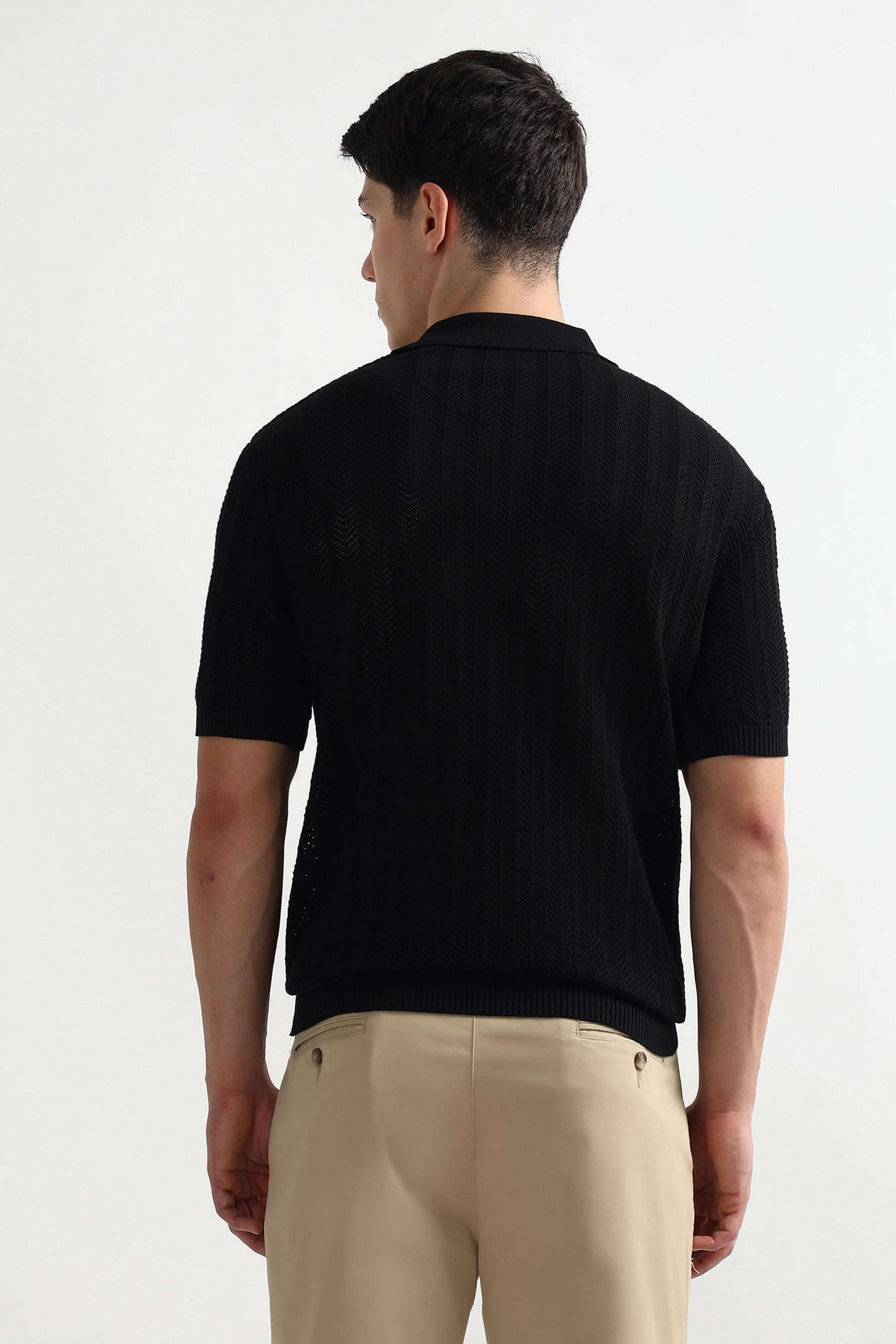 Solid-Cotton-Blend-Polo-Men-s-T-Shirt