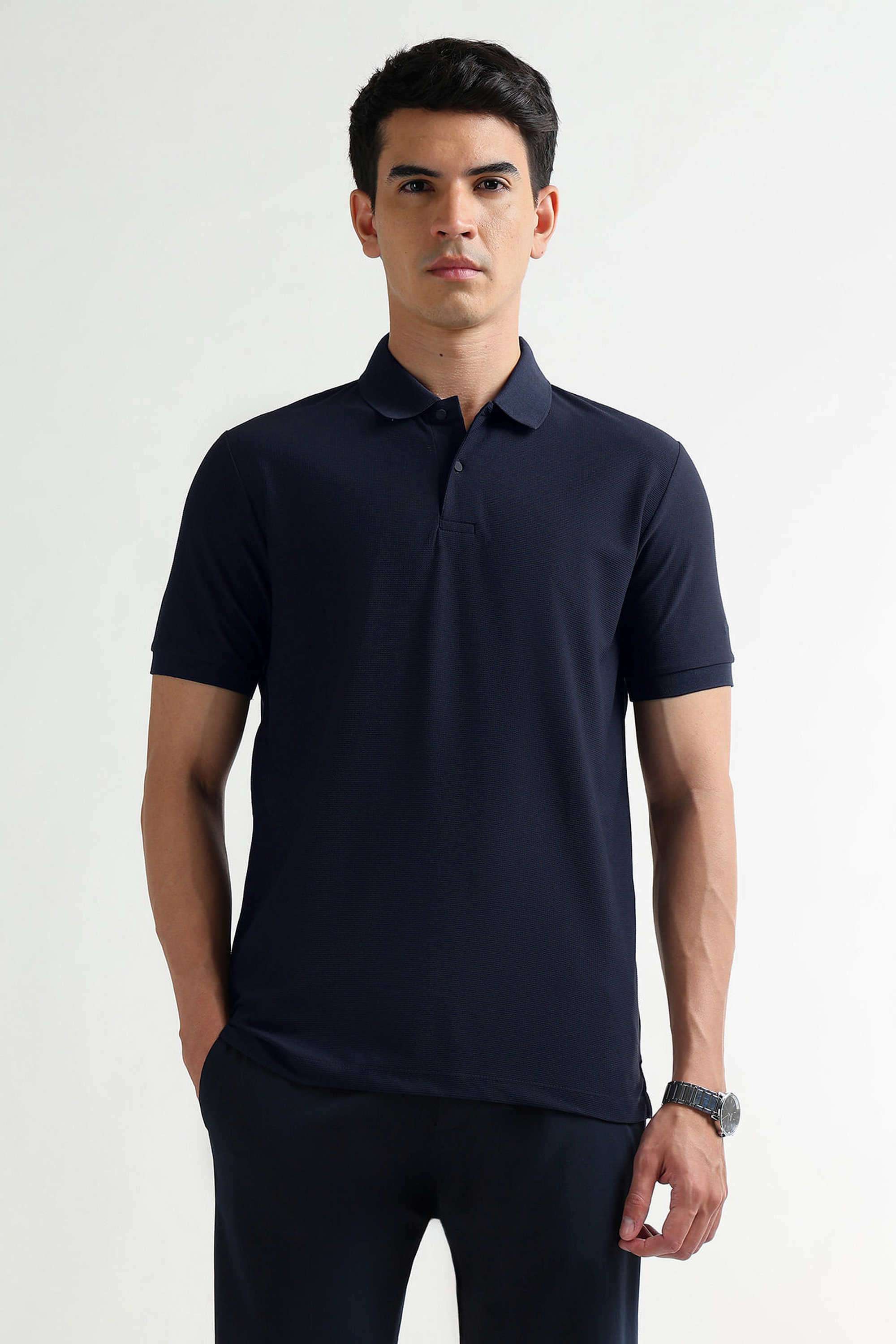 Solid-Cotton-Blend-Polo-Men-s-T-Shirt