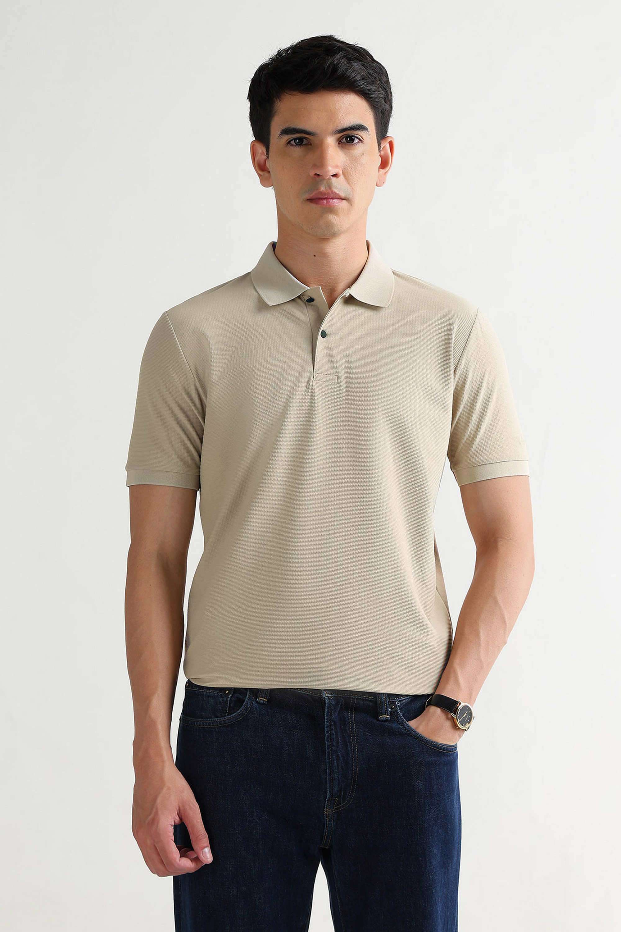 Solid-Cotton-Blend-Polo-Men-s-T-Shirt