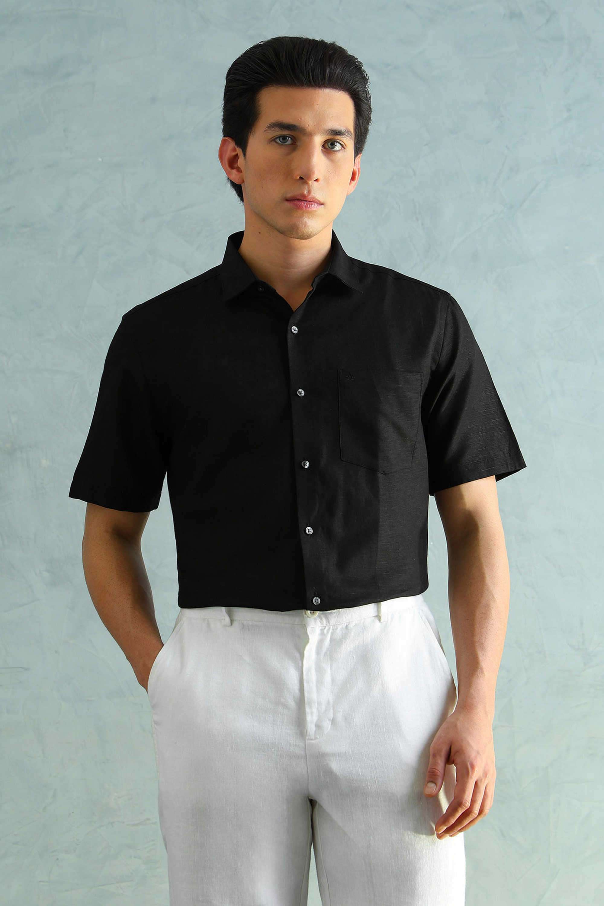 slim fit black dress shirt Leader Contrast // Black Skull main image 0