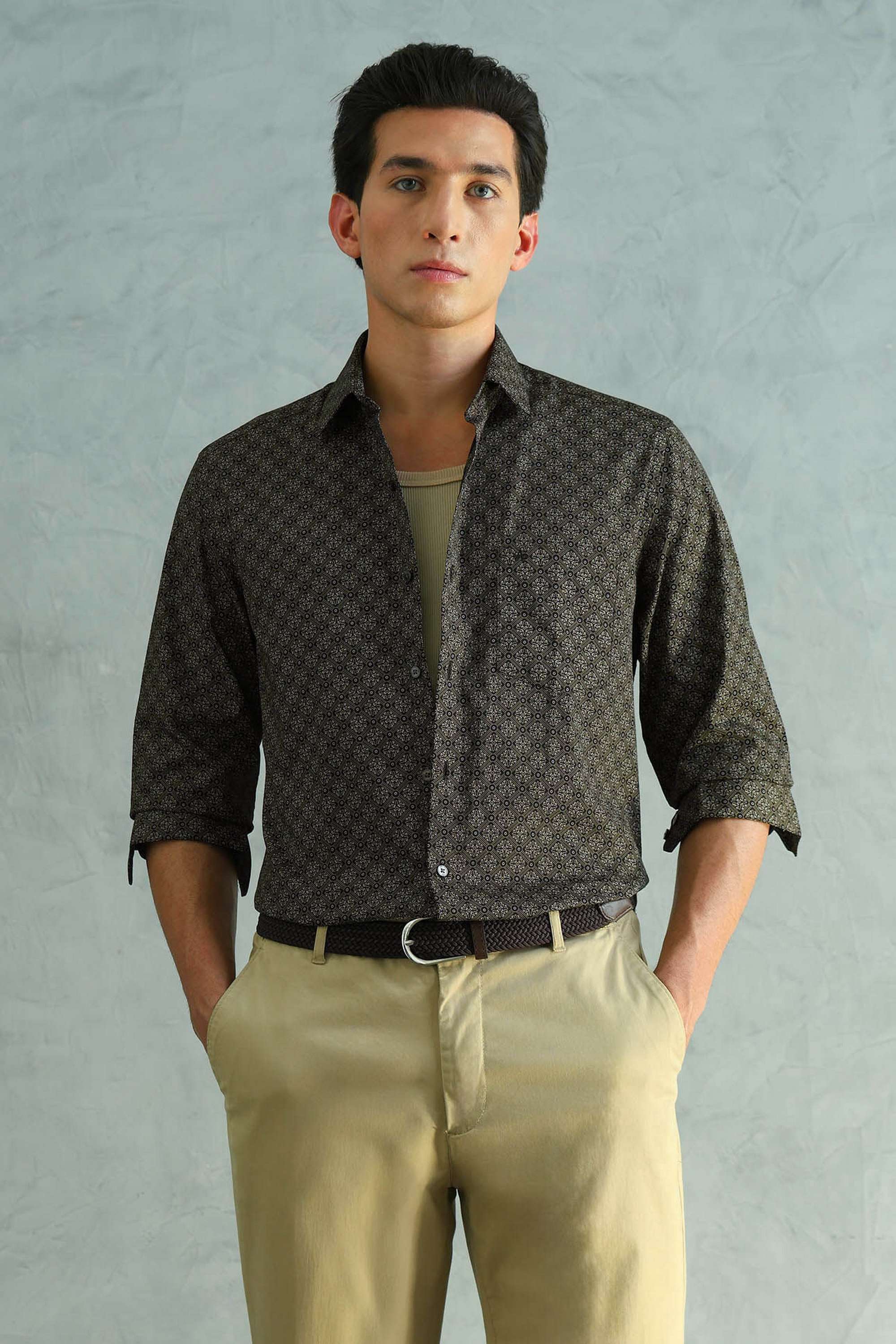 Printed-Cotton-Blend-Slim-Fit-Men-s-Formal-Wear-Shirt