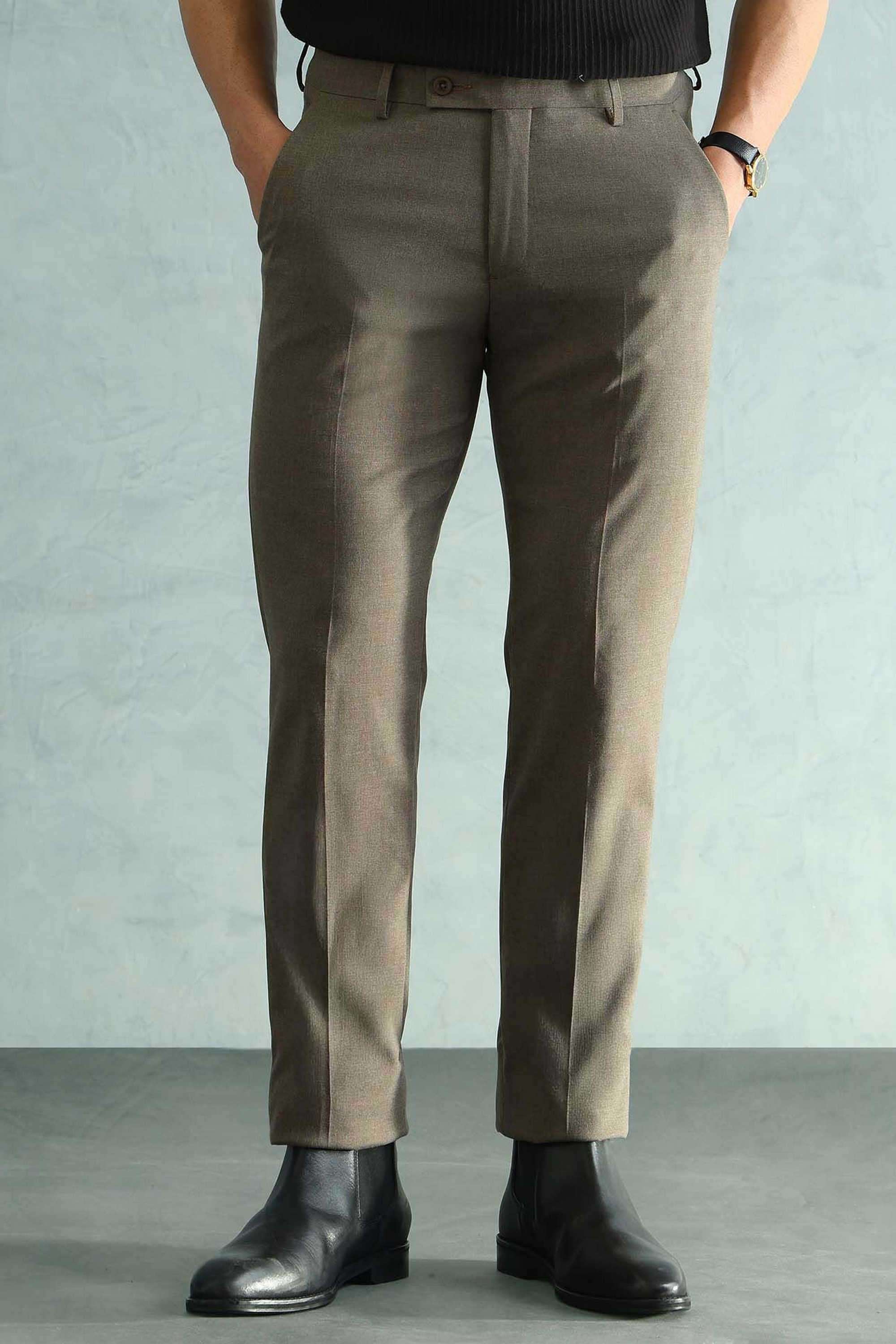 Solid-Blended-Fabric-Tapered-Fit-Men-Formal-Wear-Trouser