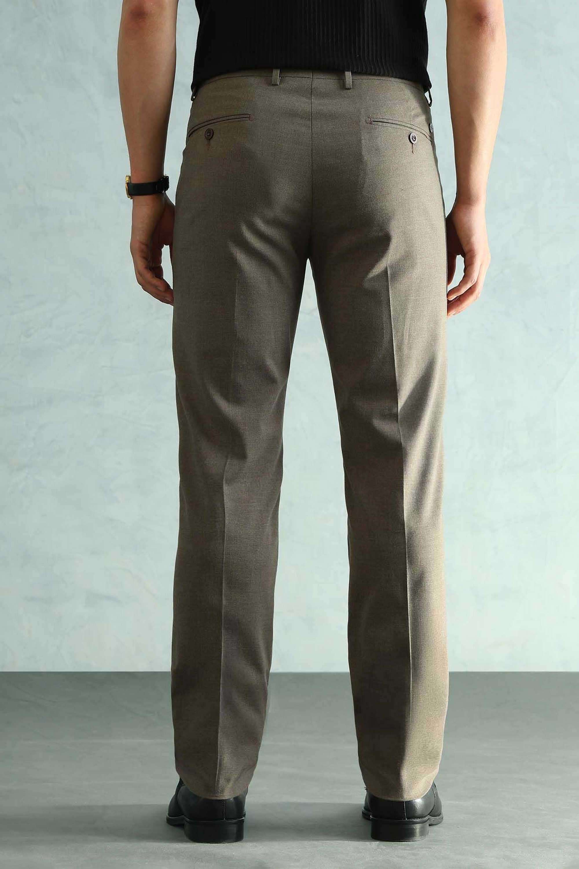 Solid-Blended-Fabric-Tapered-Fit-Men-Formal-Wear-Trouser