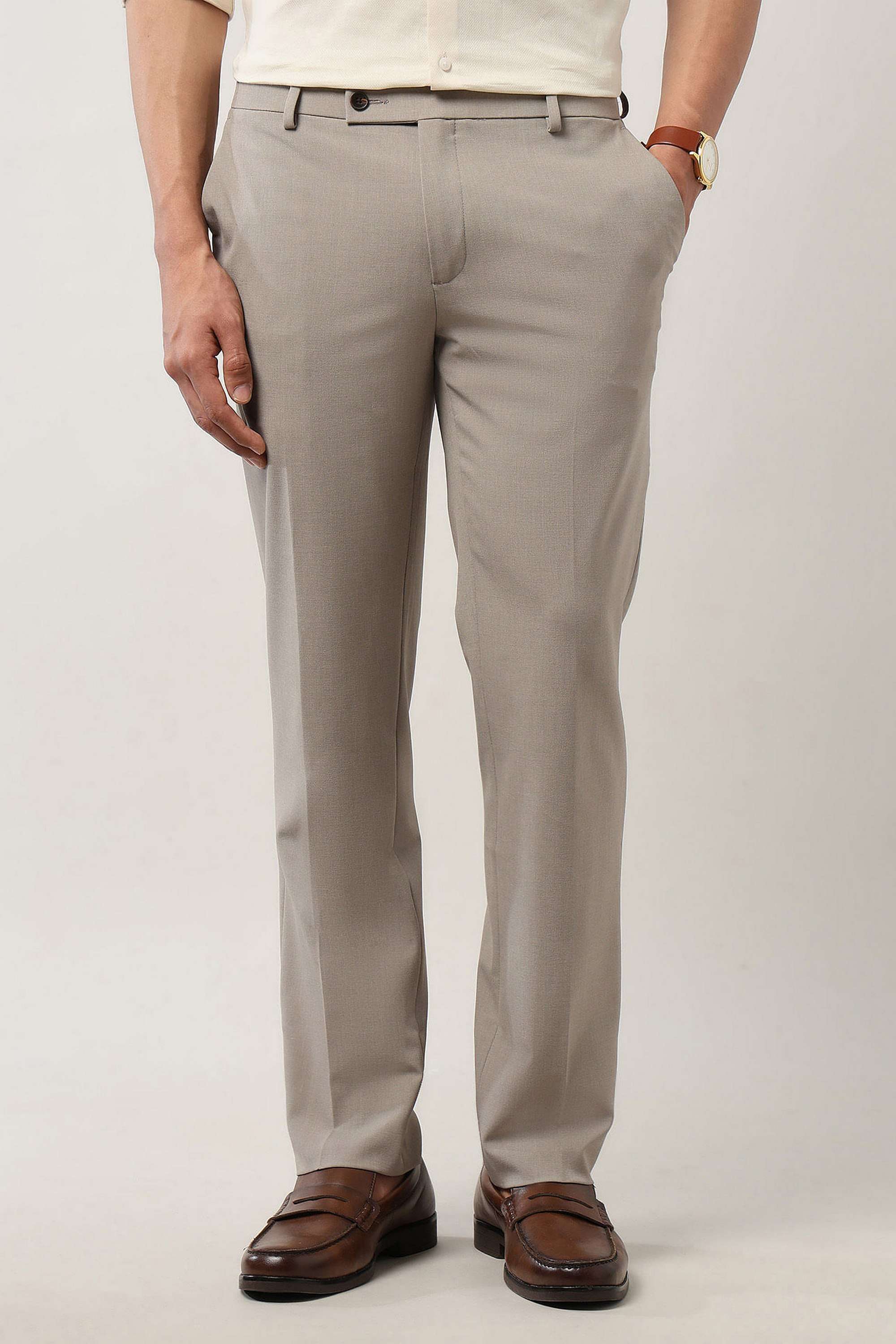 Solid-Polyester-Regular-Fit-Men-s-Formal-Trousers