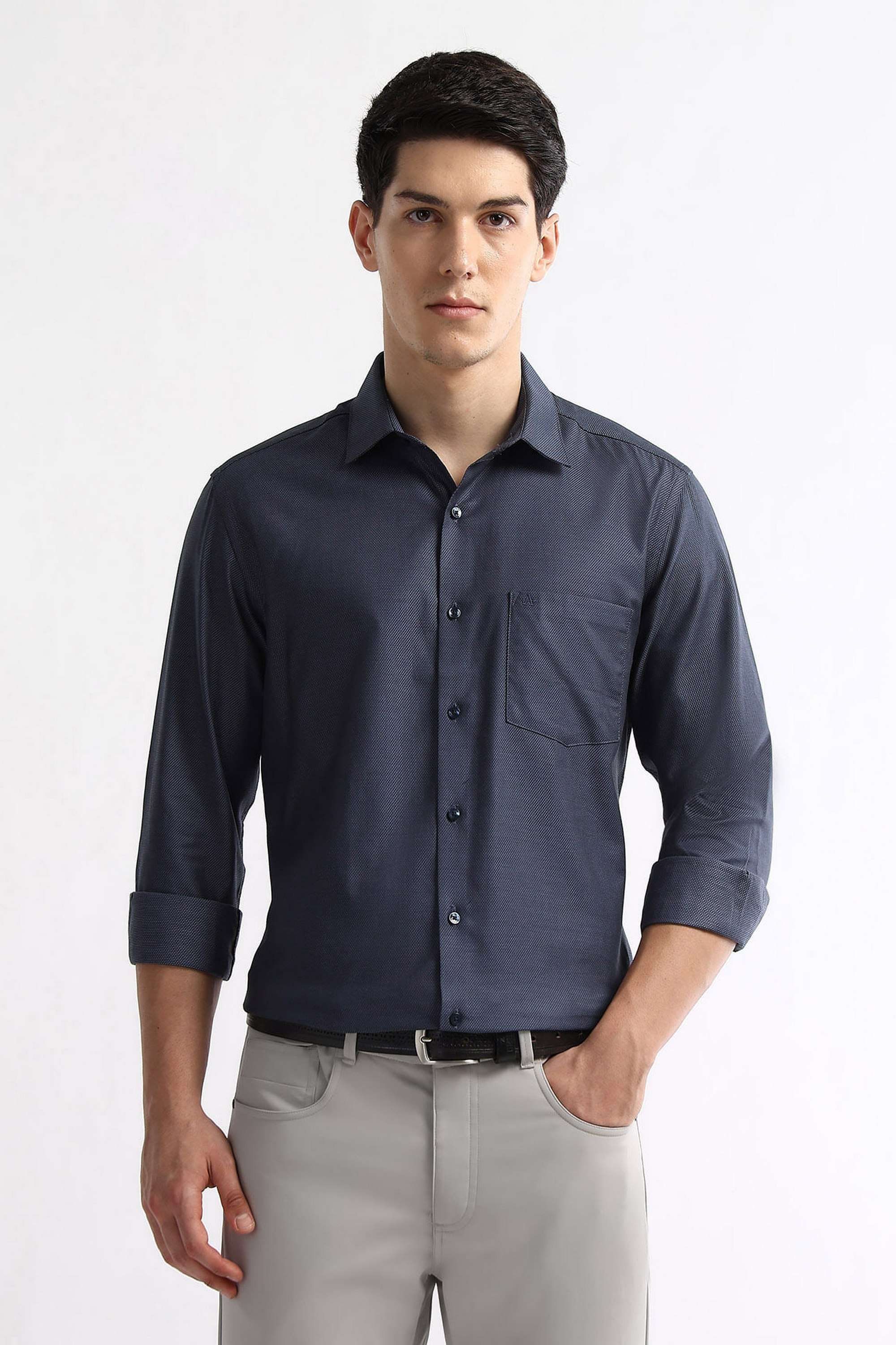 Solid-Cotton-Regular-Fit-Men-s-Shirt
