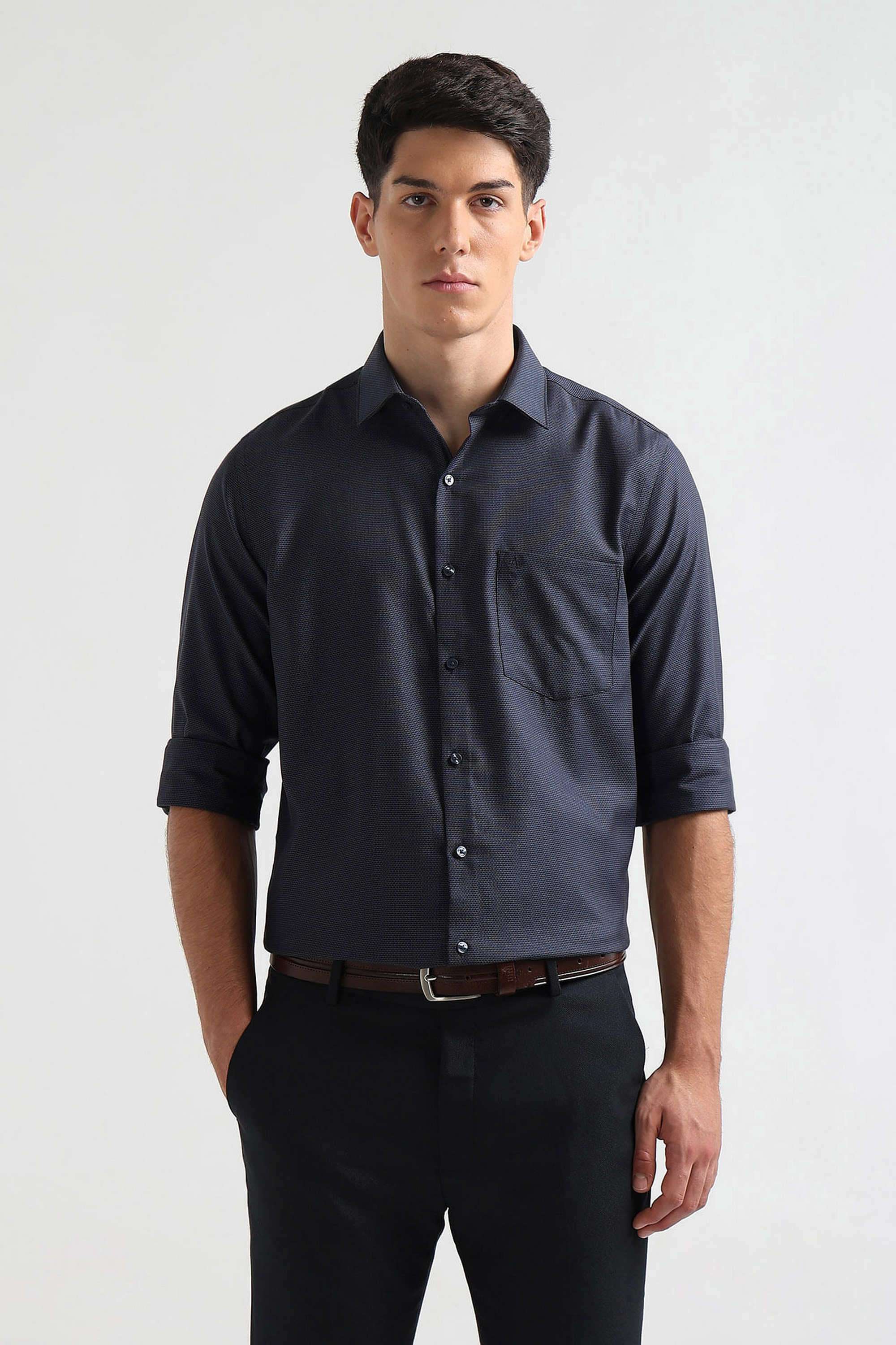 Solid-Cotton-Regular-Fit-Men-s-Shirt