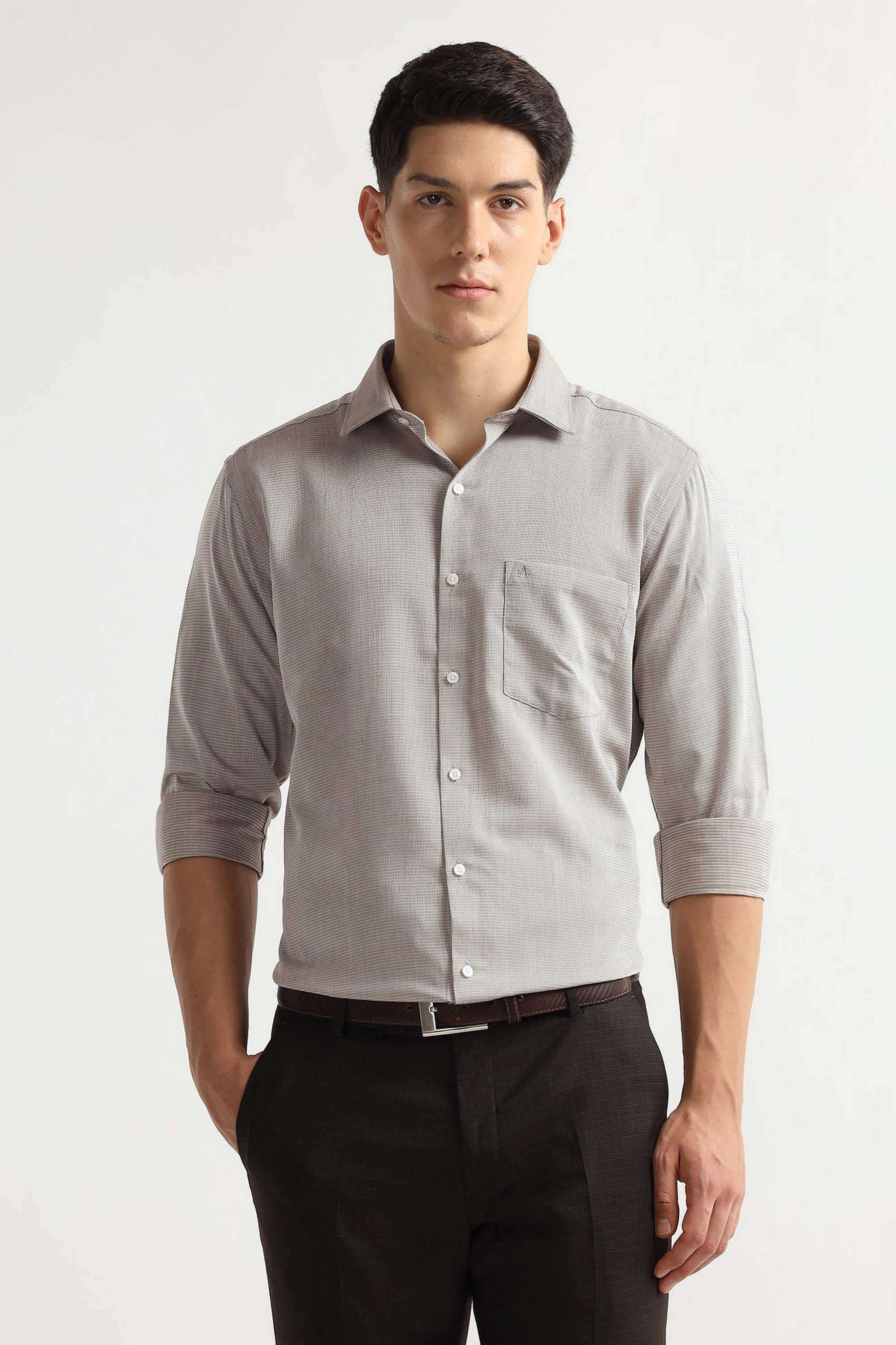 Solid-Polyester-Viscose-Regular-Fit-Men-s-Shirt