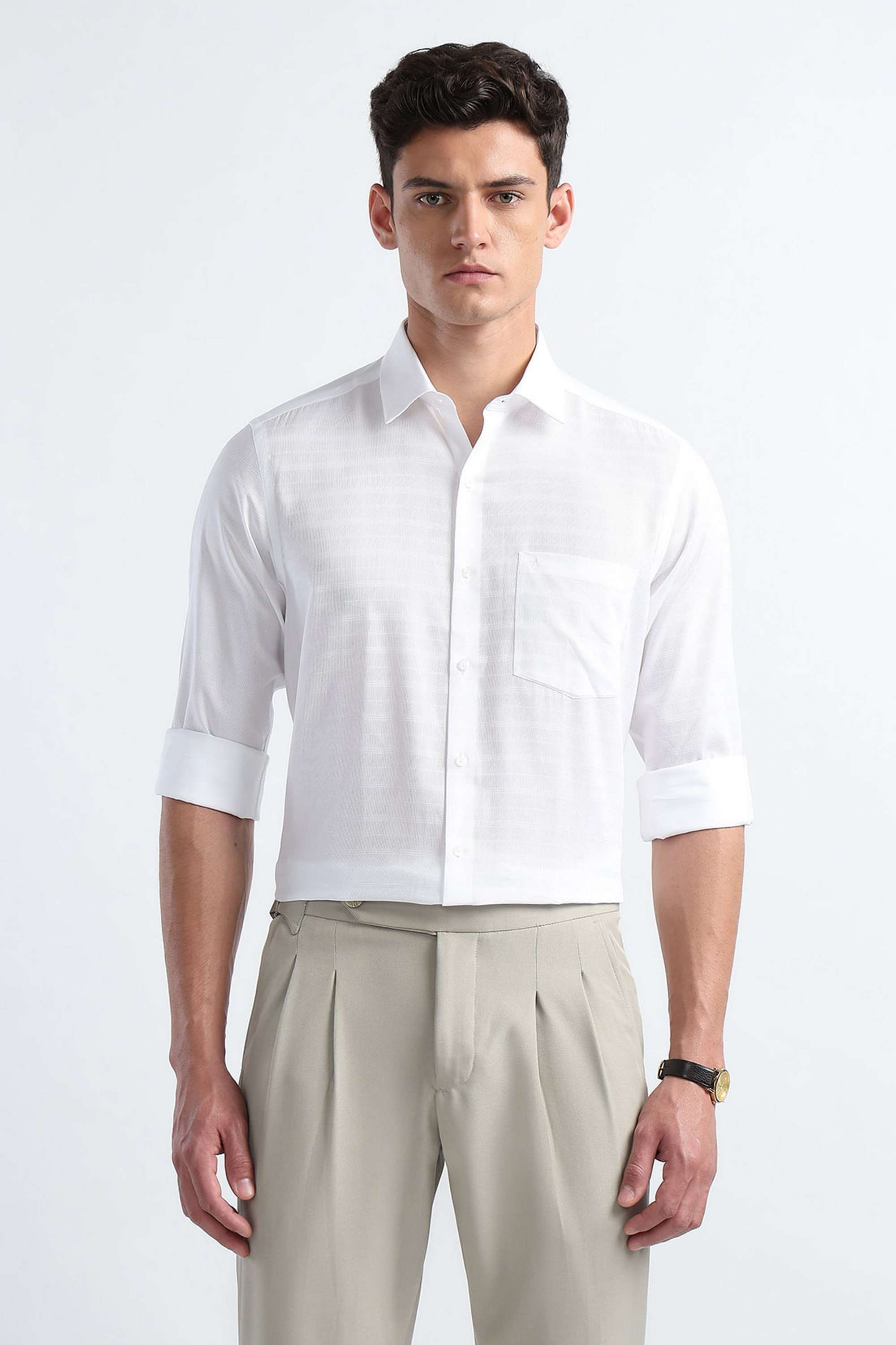 Textured-Cotton-Blend-Regular-Fit-Men-s-Casual-Wear-Shirt