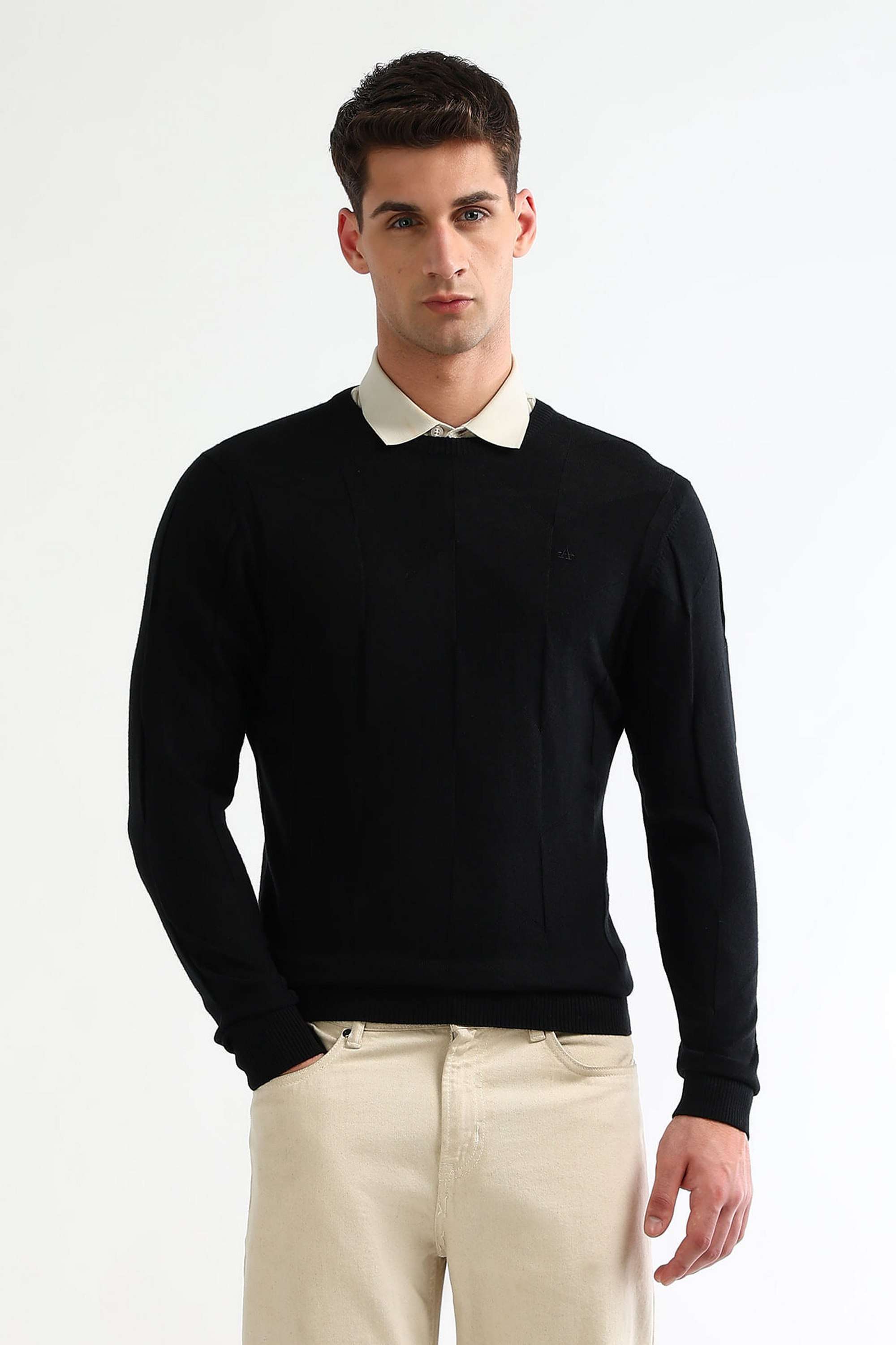 Solid-Cotton-Blend-Regular-Fit-Men-s-Sweater